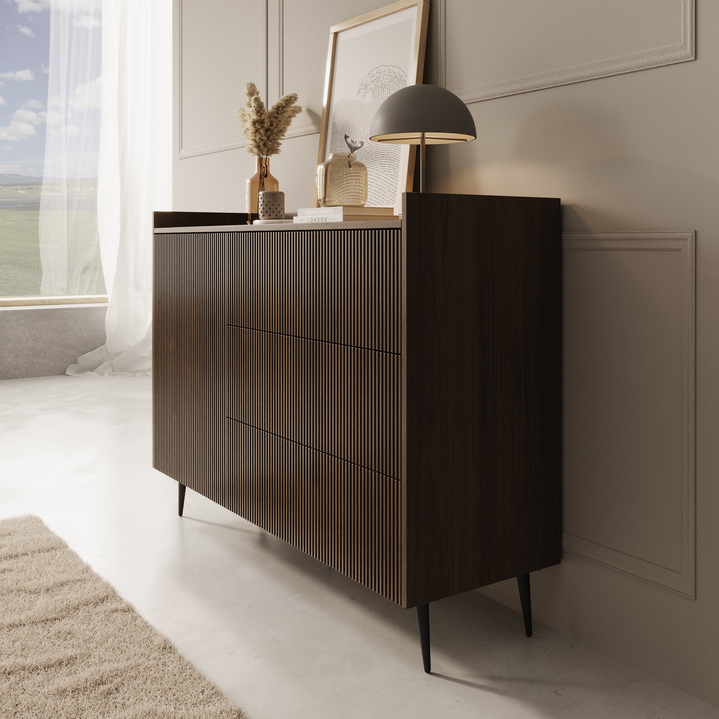 Asty - Dressoir - Donker eiken - 126x41x92 cm