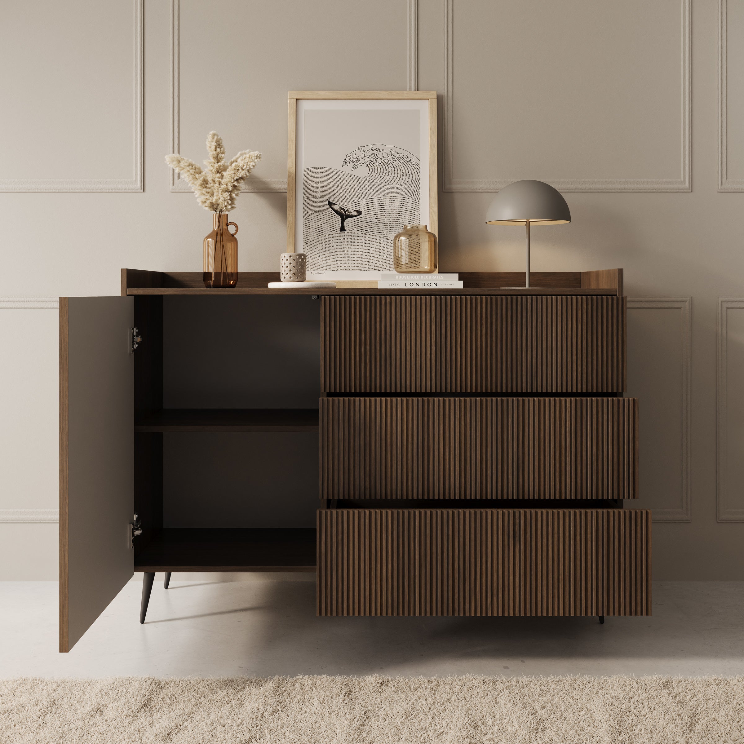 Asty - Dressoir - Donker eiken - 126x41x92 cm