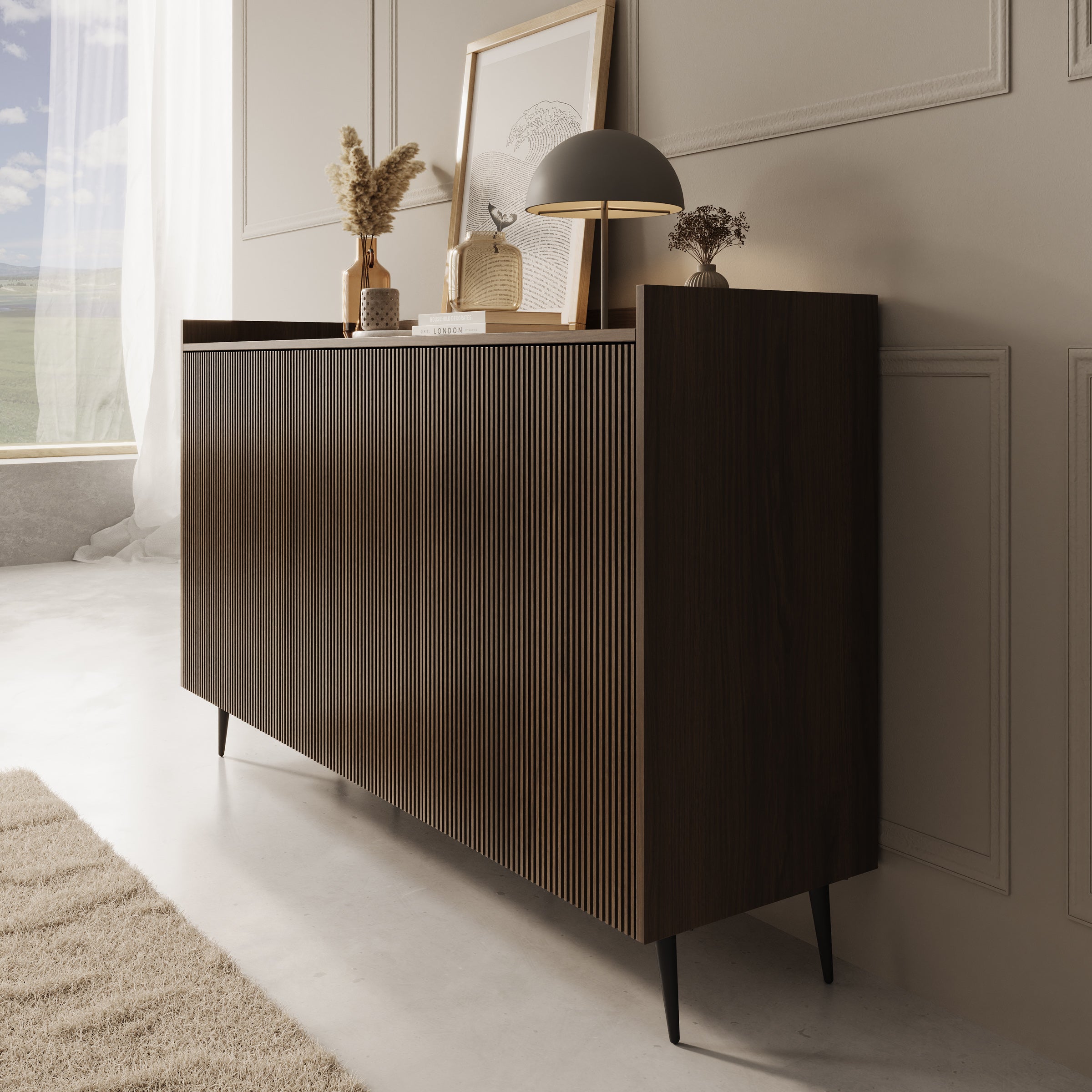 Asty - Dressoir - Donker eiken - 150x41x92 cm