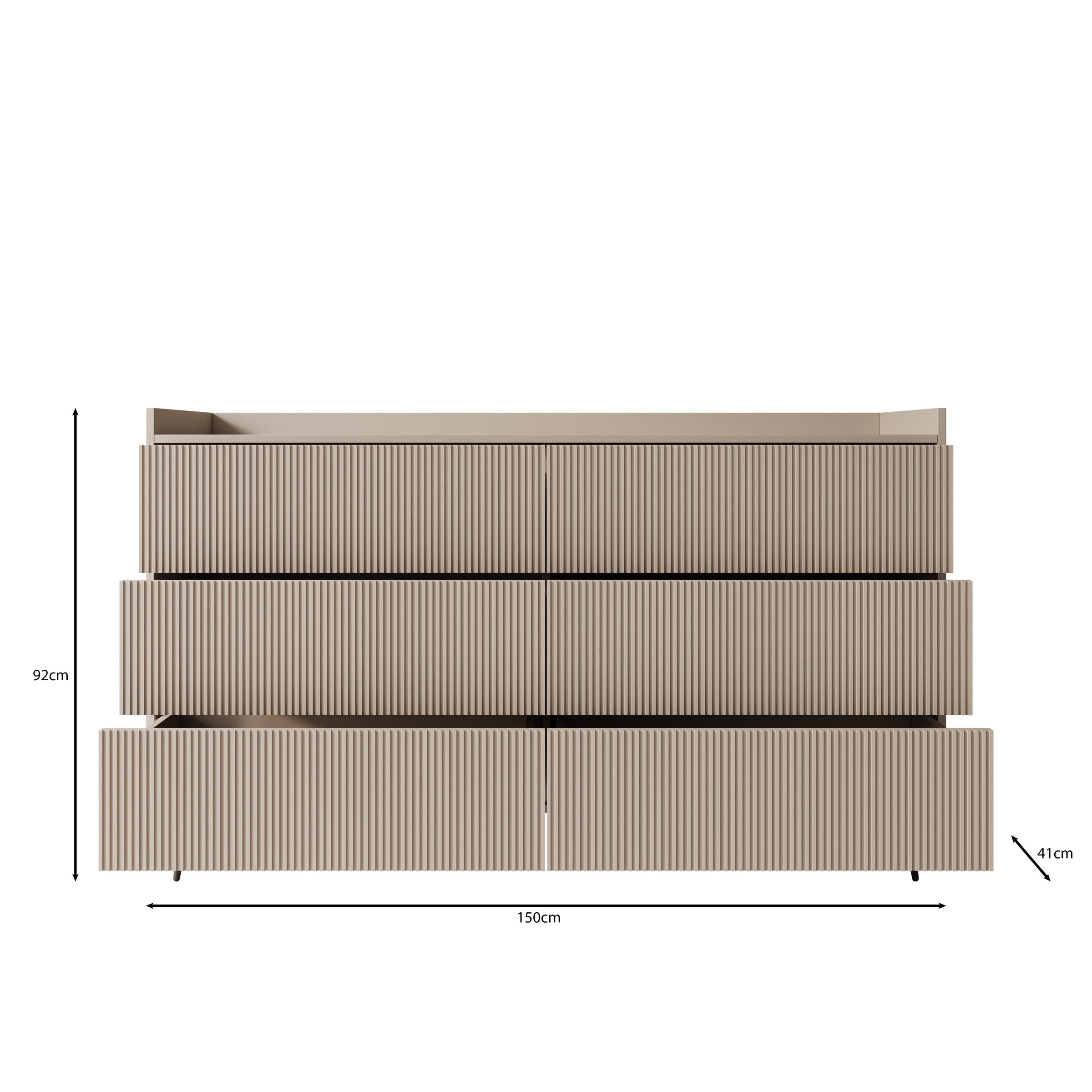 Asty - Ladekast met 6 lades - Beige - 150x41x92 cm