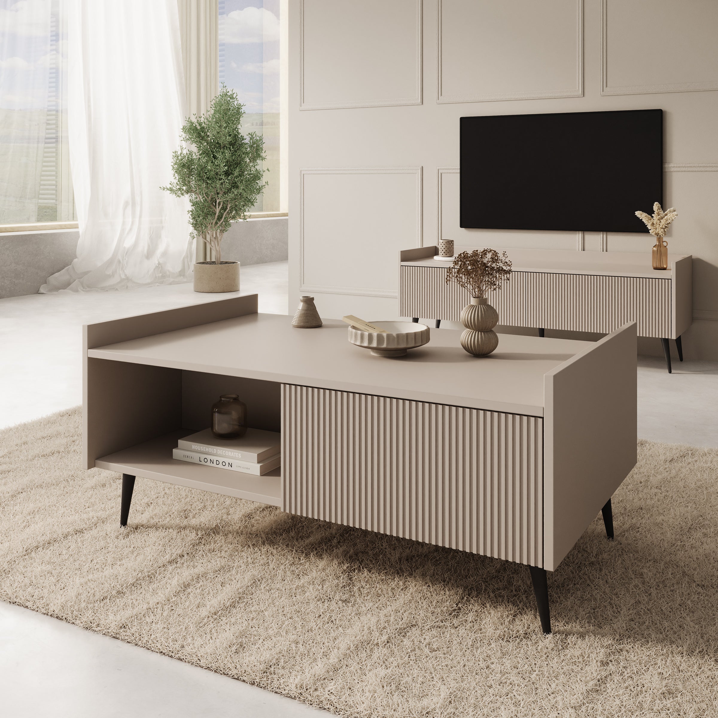 Asty - Salontafel - Beige - 100x60x45 cm