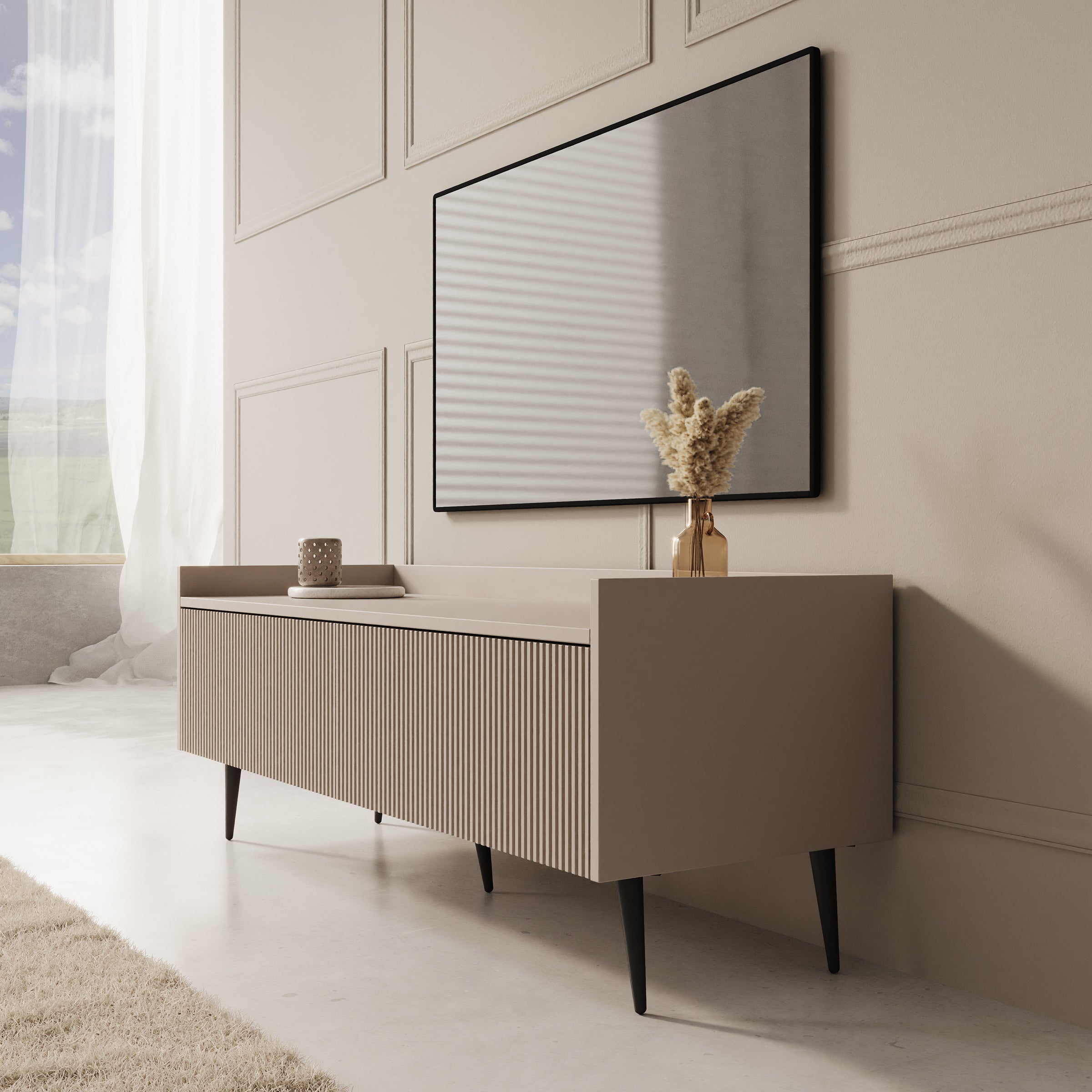 Asty - TV-Meubel - Beige - 121x40x45 cm