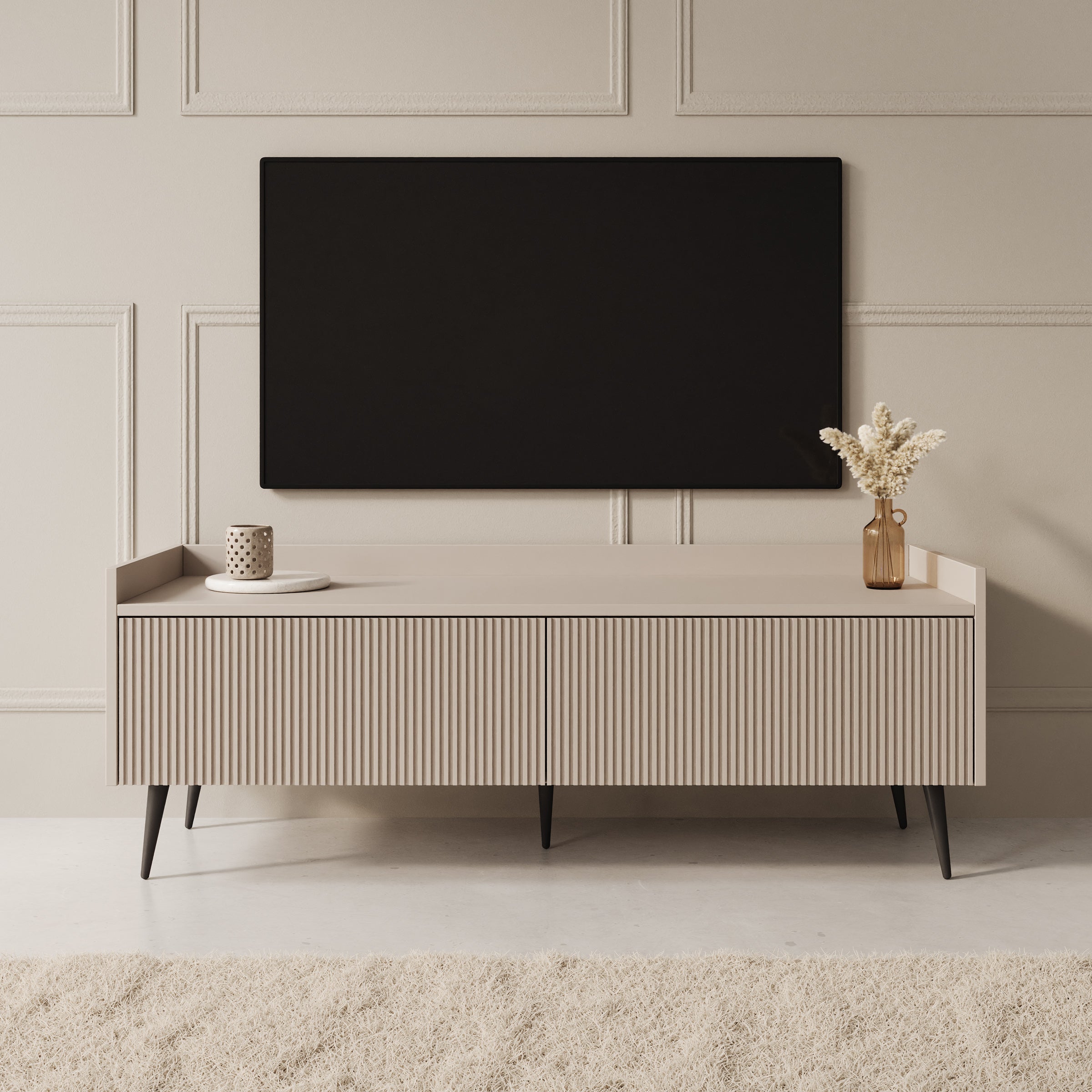 Asty - TV-Meubel - Beige - 121x40x45 cm