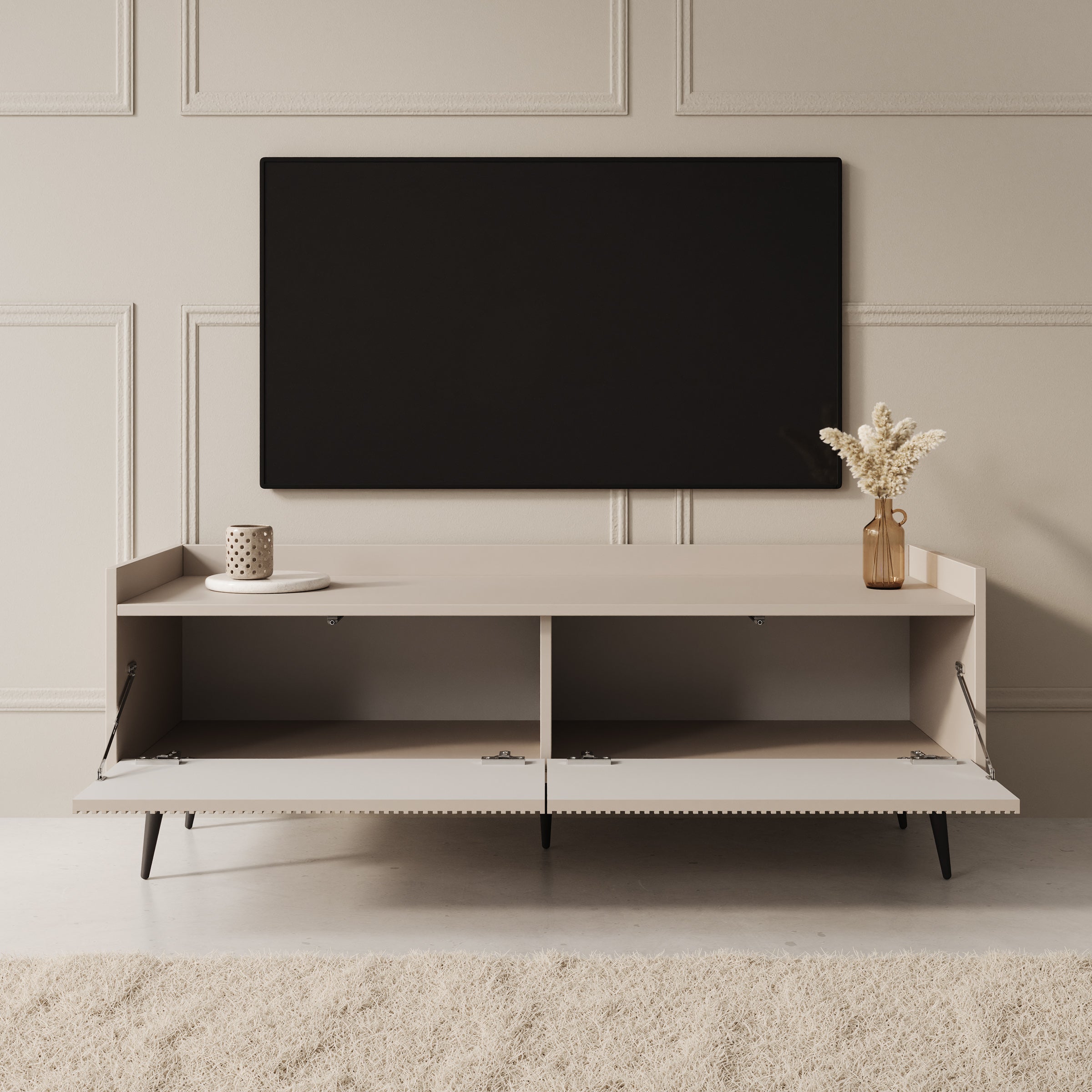 Asty - TV-Meubel - Beige - 121x40x45 cm