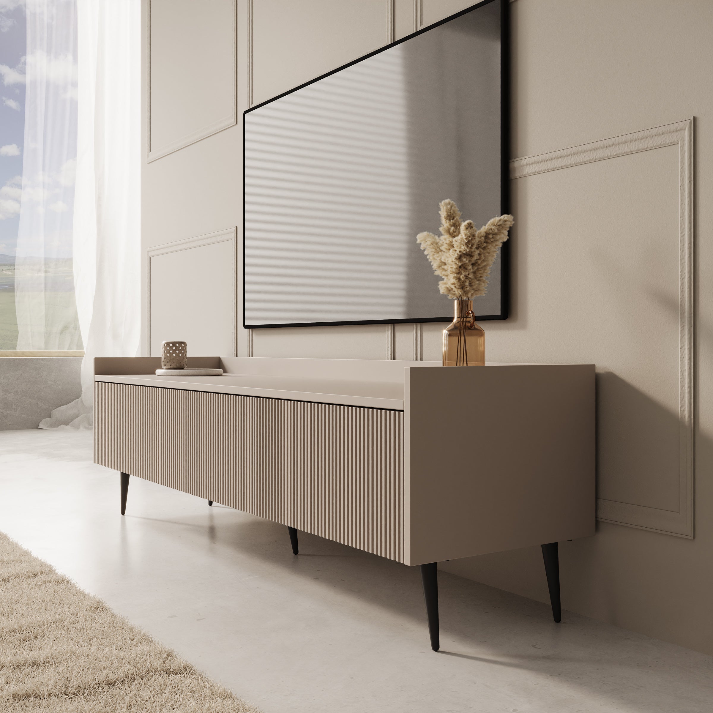 Asty - TV-Meubel - Beige - 150x40x45 cm