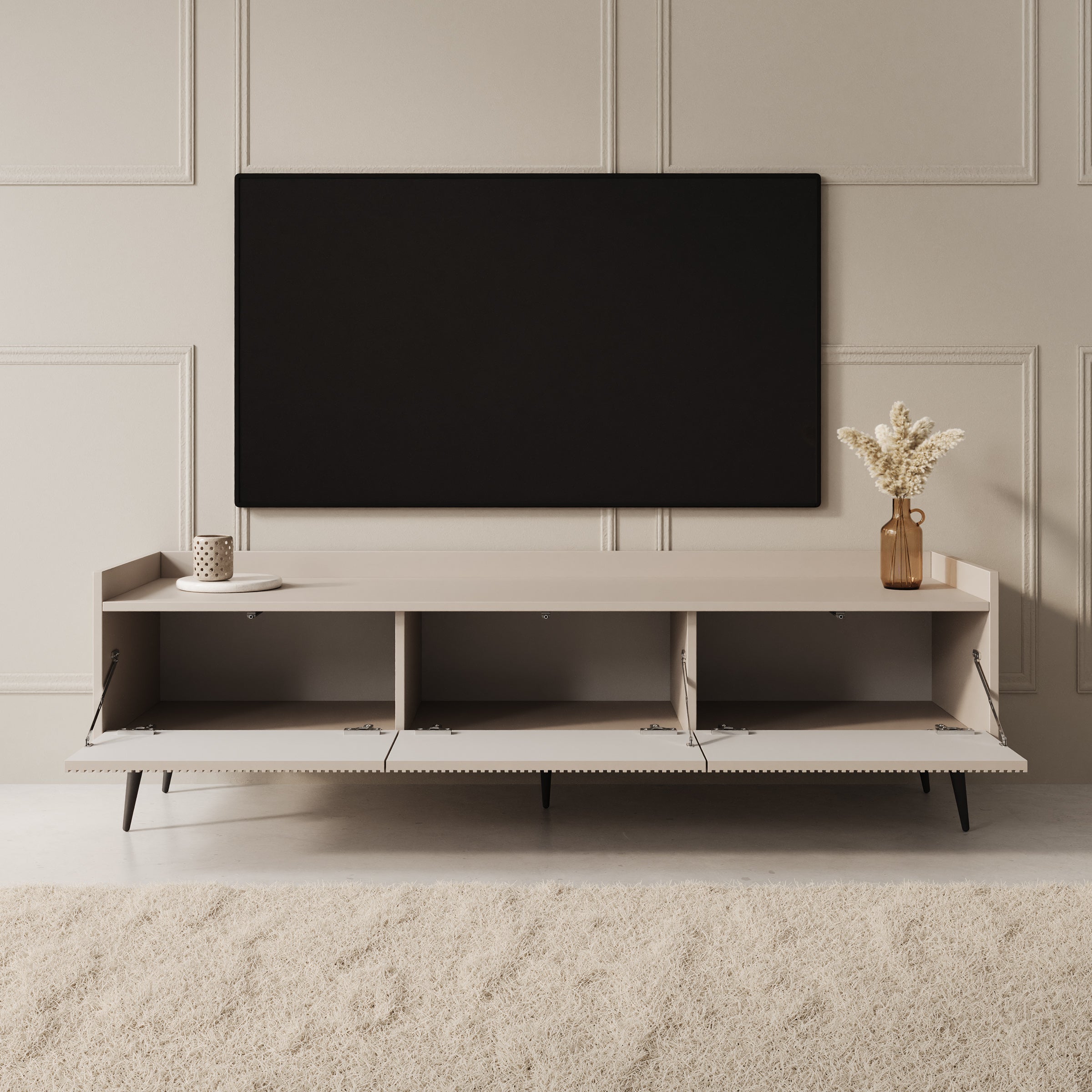 Asty - TV-Meubel - Beige - 150x40x45 cm