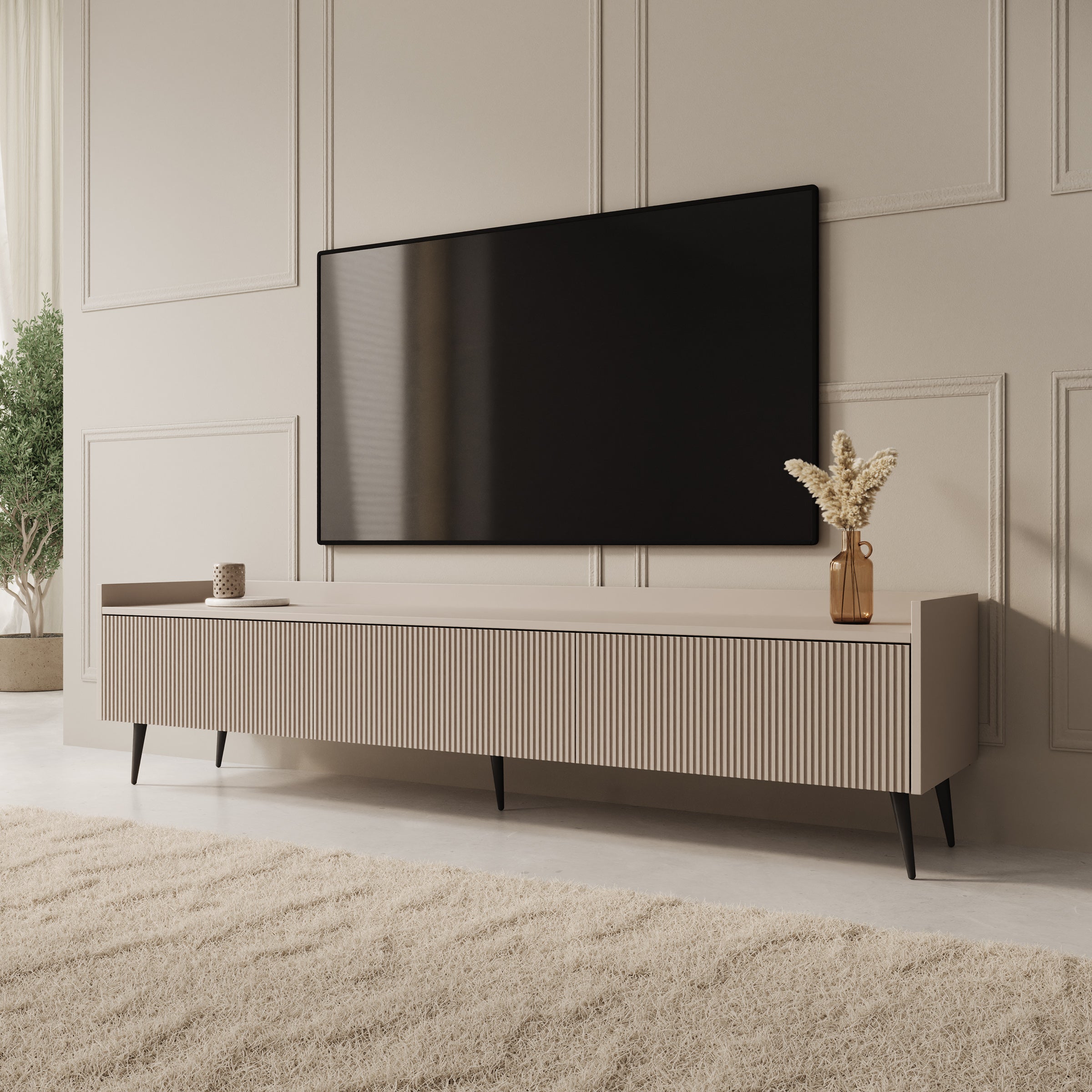 Asty - TV-Meubel - Beige - 180x40x45 cm