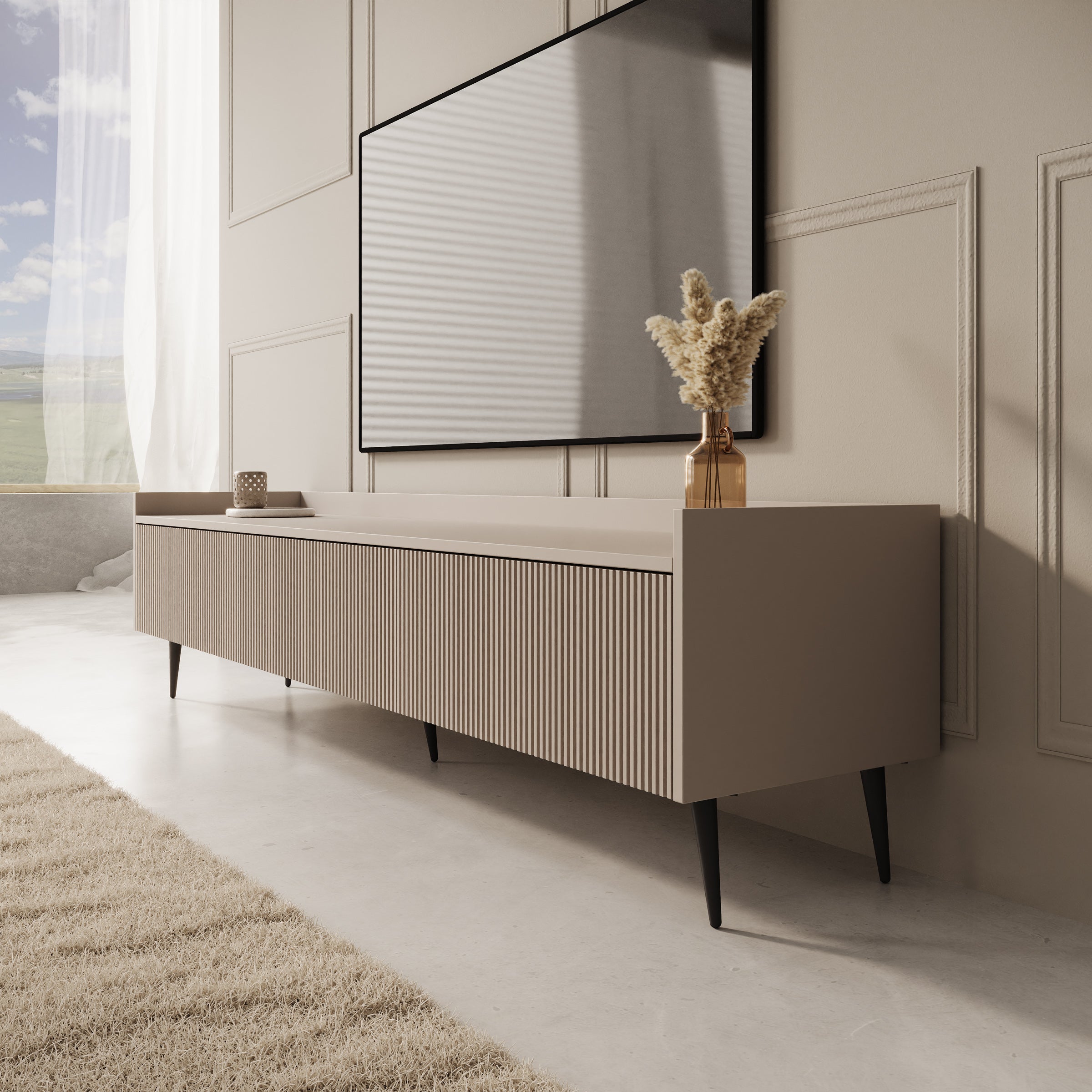 Asty - TV-Meubel - Beige - 180x40x45 cm