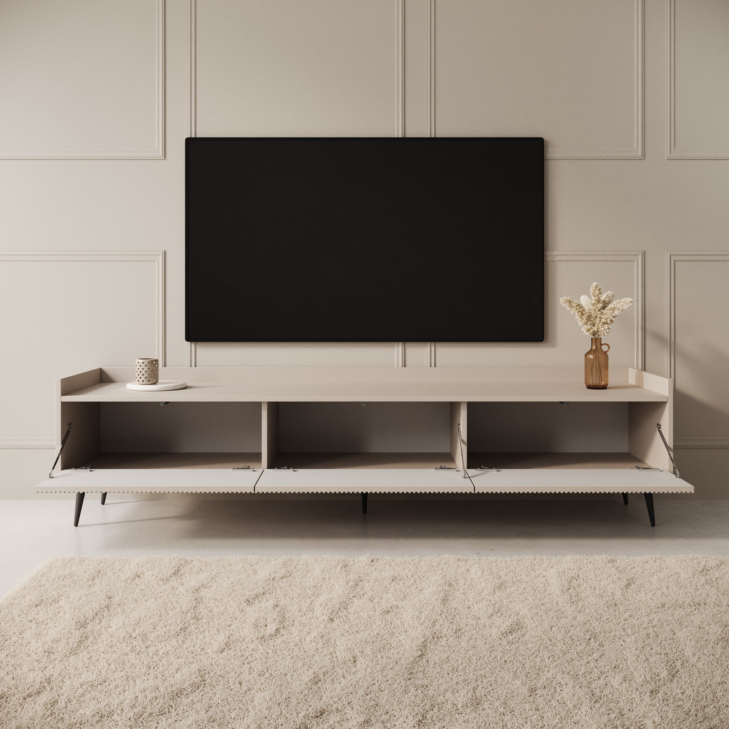Asty - TV-Meubel - Beige - 180x40x45 cm