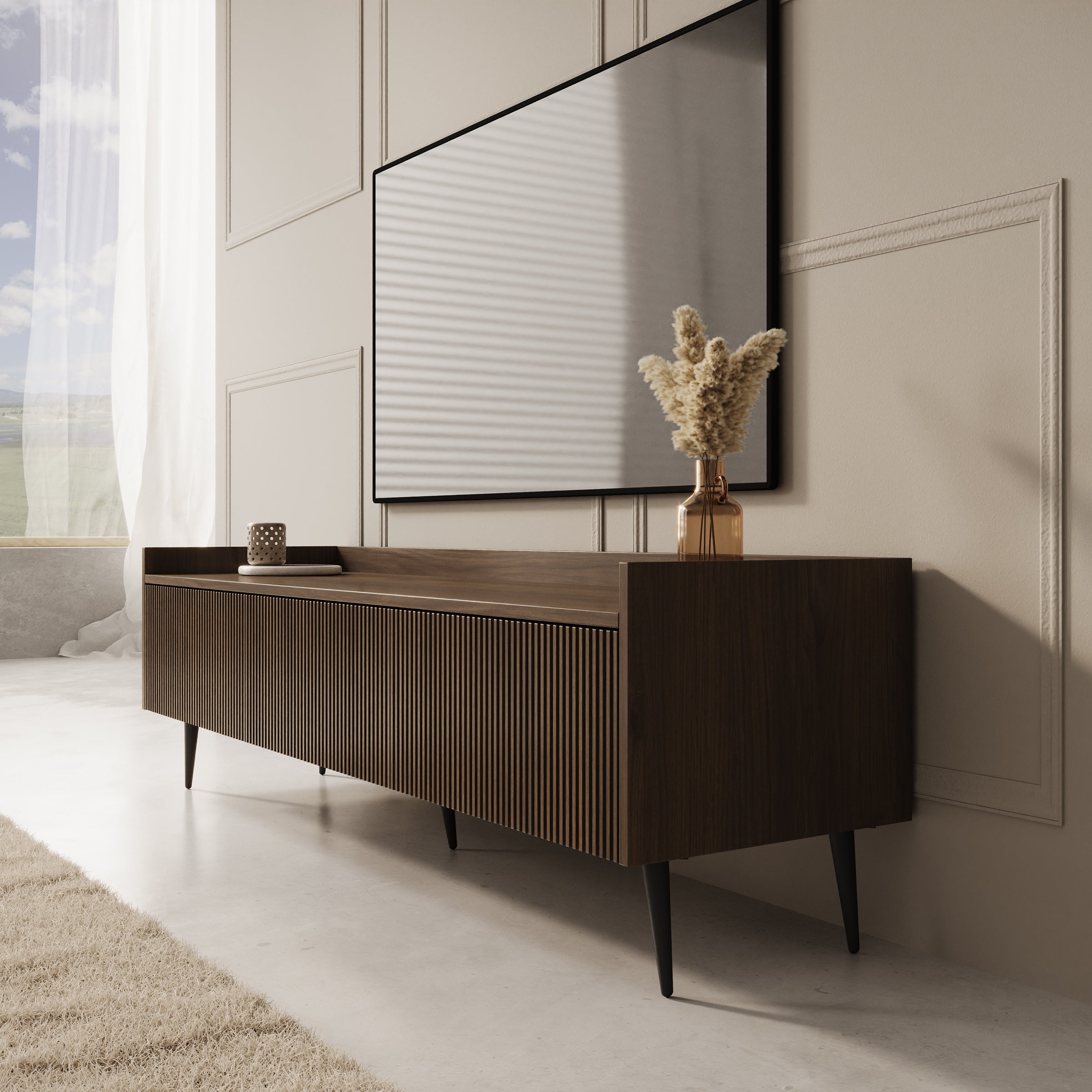 Asty - TV-Meubel - Donker eiken - 150x40x45 cm