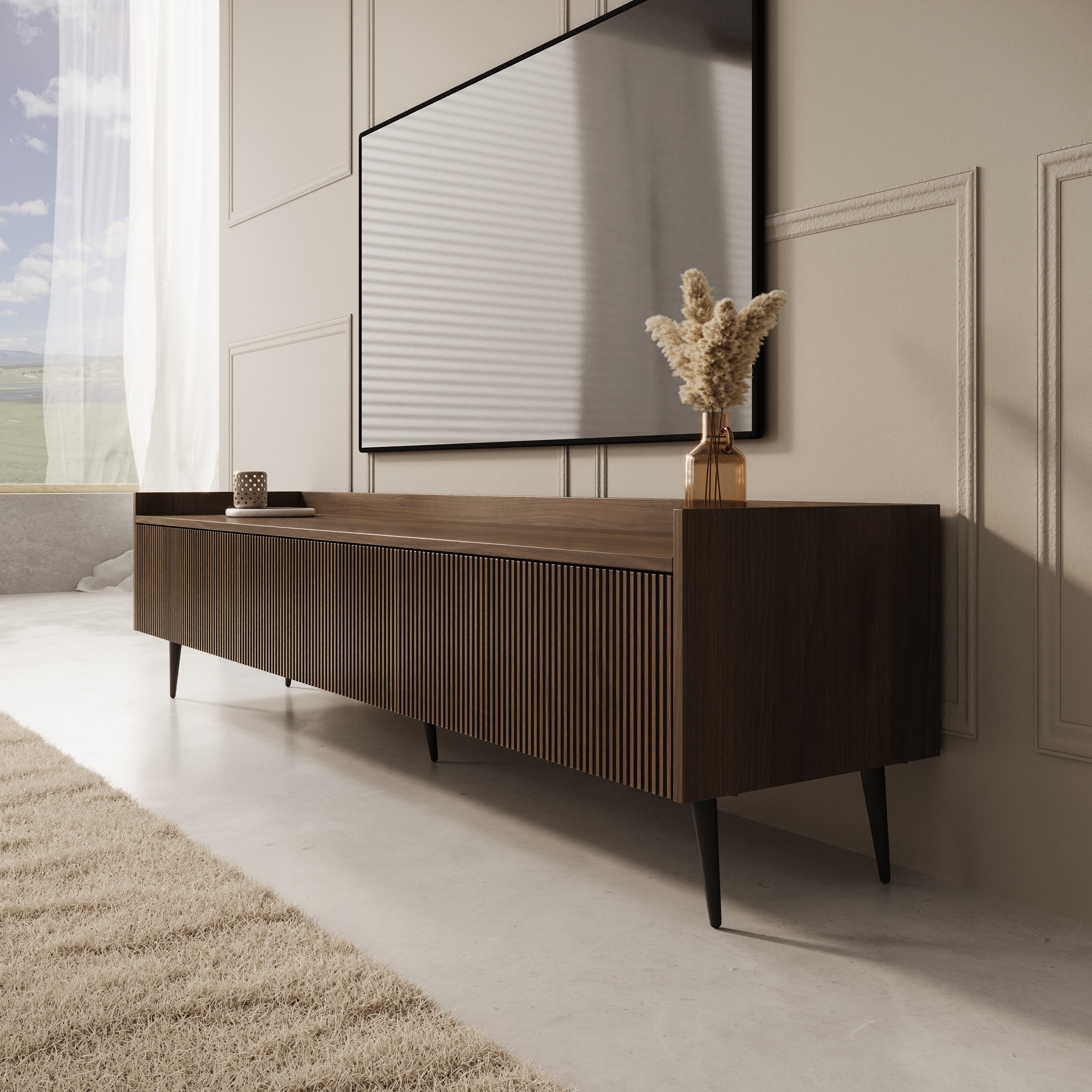Asty - TV-Meubel - Donker eiken - 180x40x45 cm