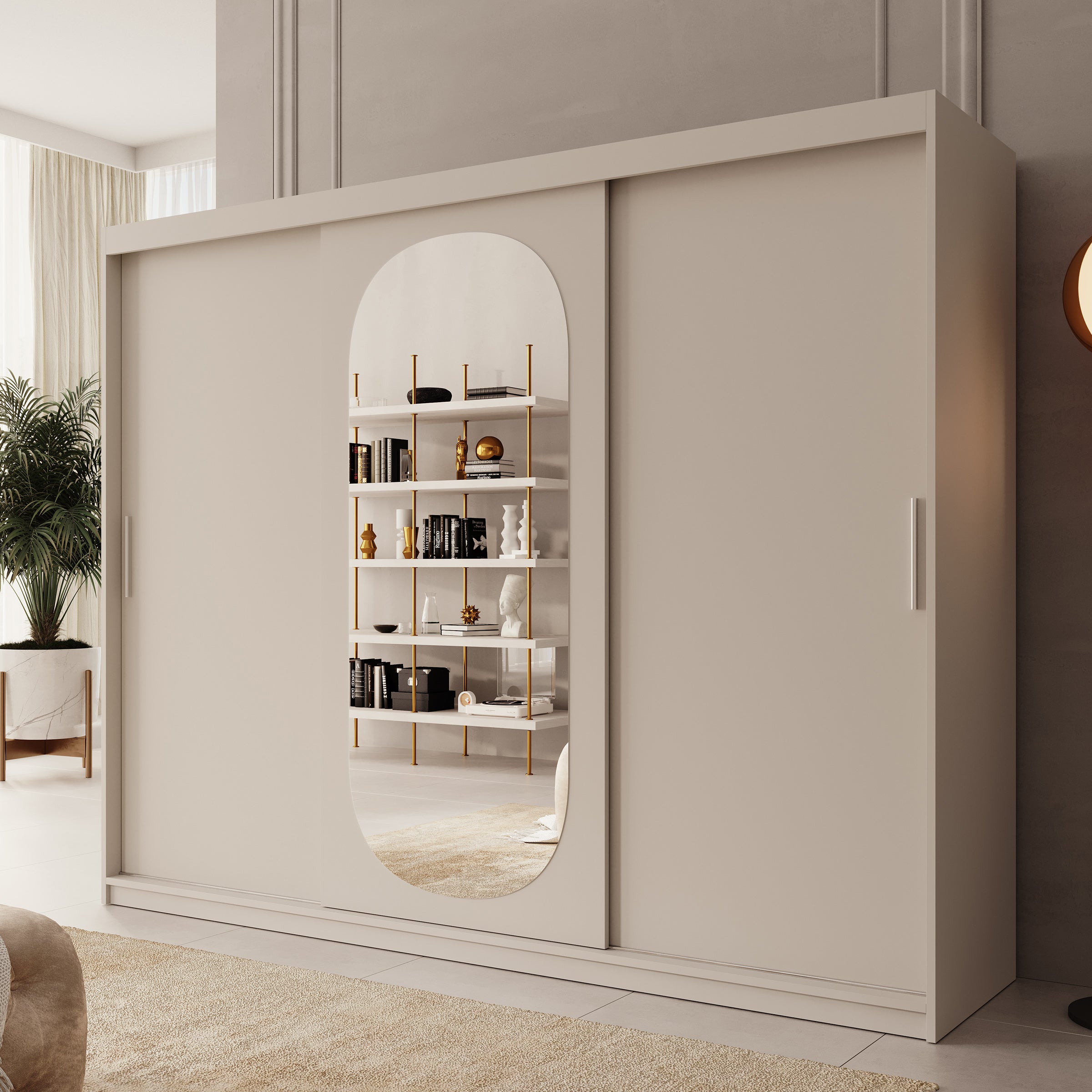Bodhi - Kledingkast met schuifdeuren - Beige 250x62x200 cm