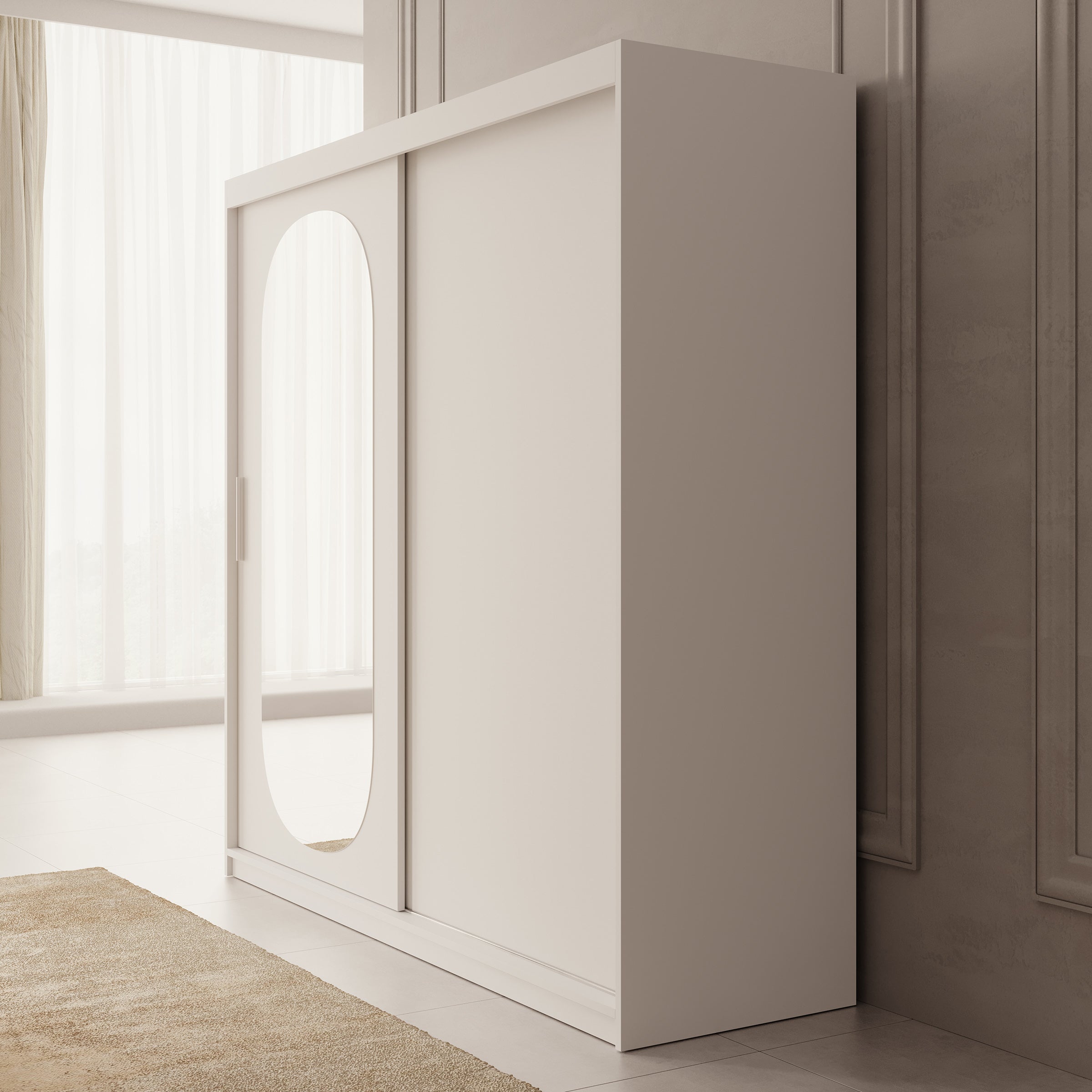 Bodhi - Kledingkast met schuifdeuren - Wit - 200x62x200 cm