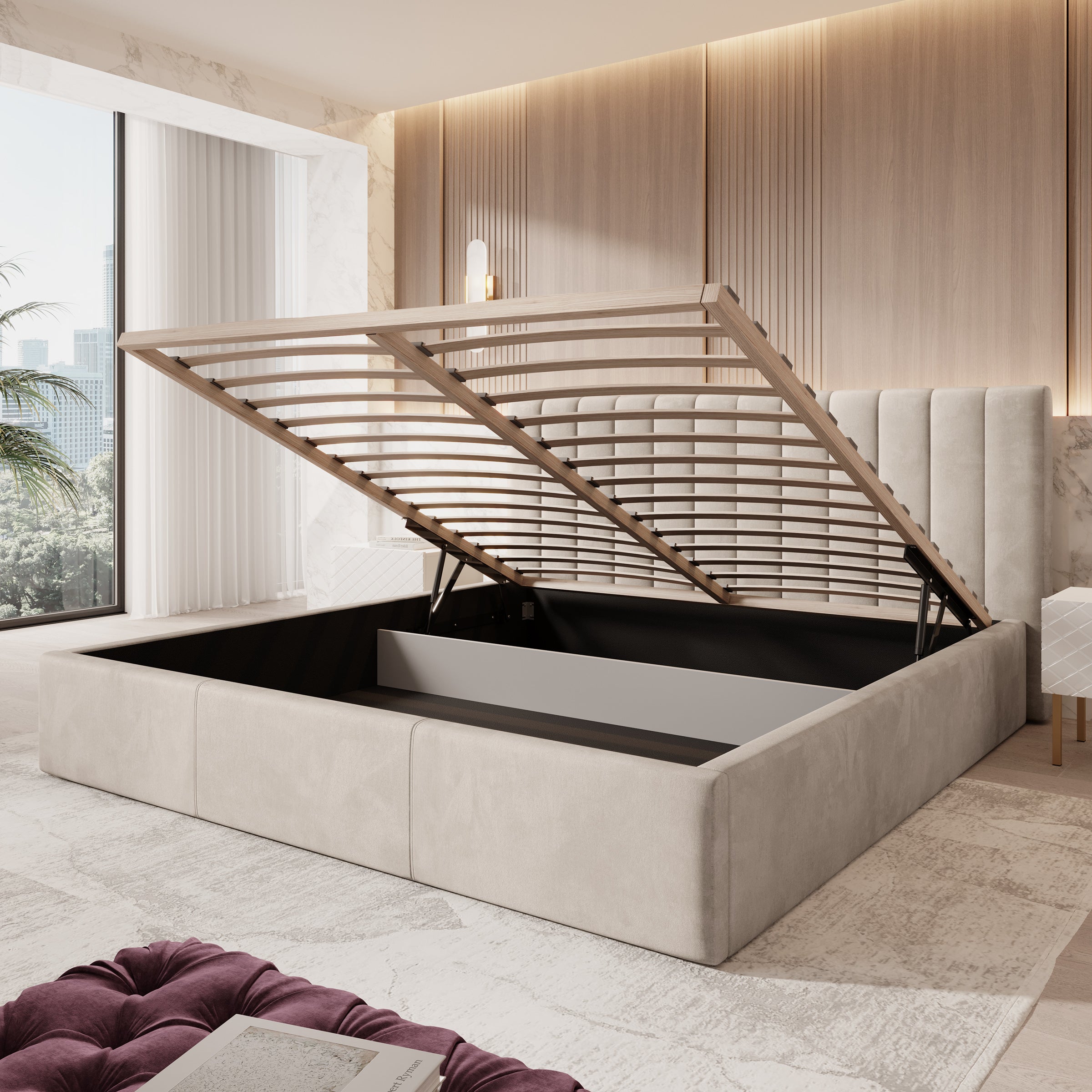 Chief - Tweepersoonsbed - Velvet beige - 200x200 cm