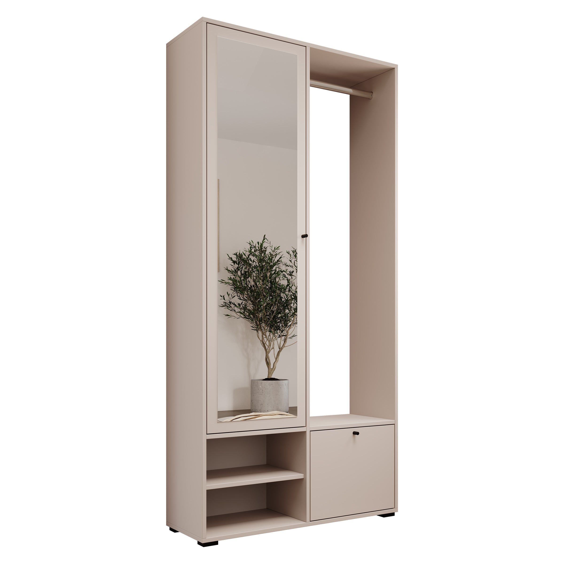 Deacon - Halkast met 2 deuren - Beige - 90x33x190 cm