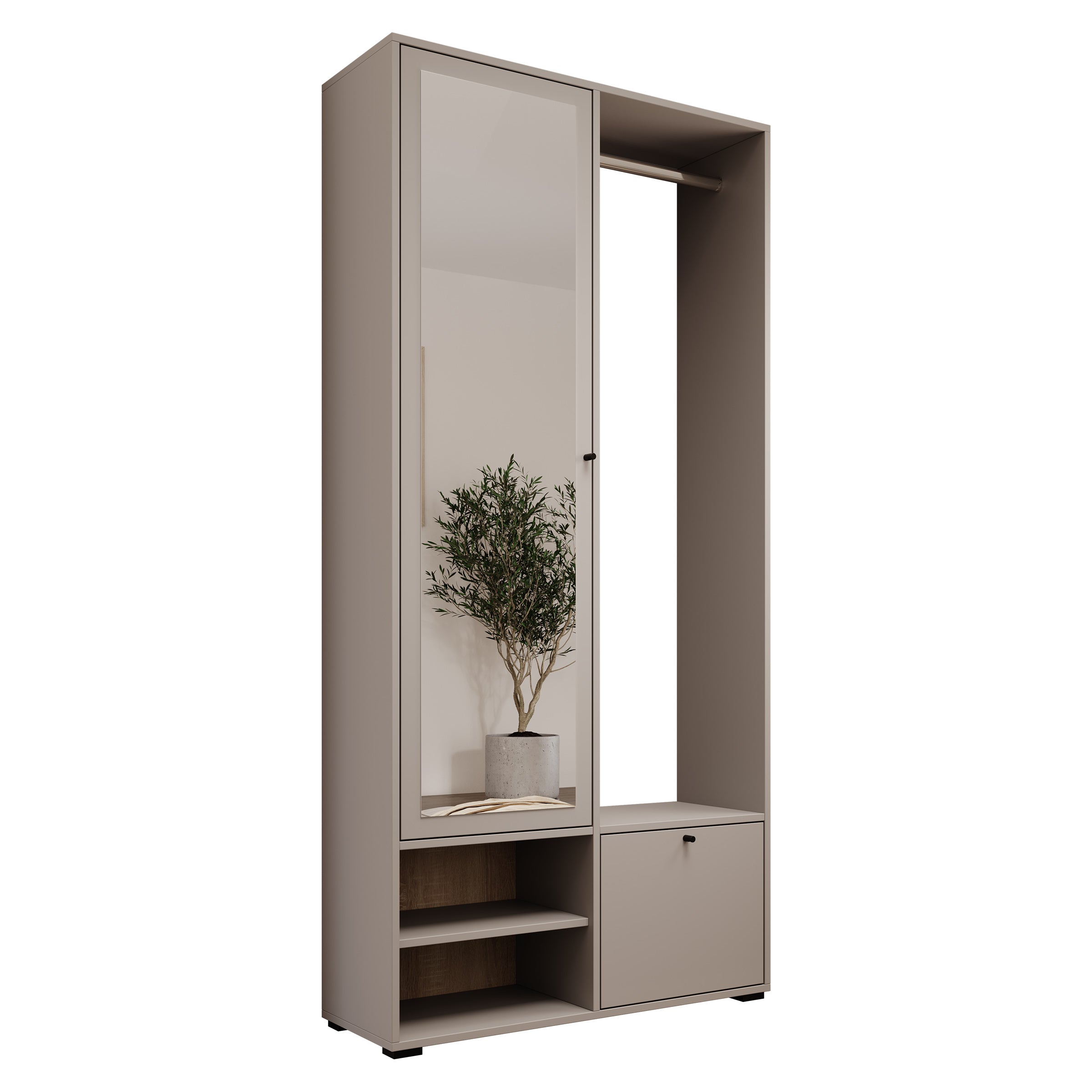 Deacon - Halkast met 2 deuren - Grijs - 90x33x190 cm