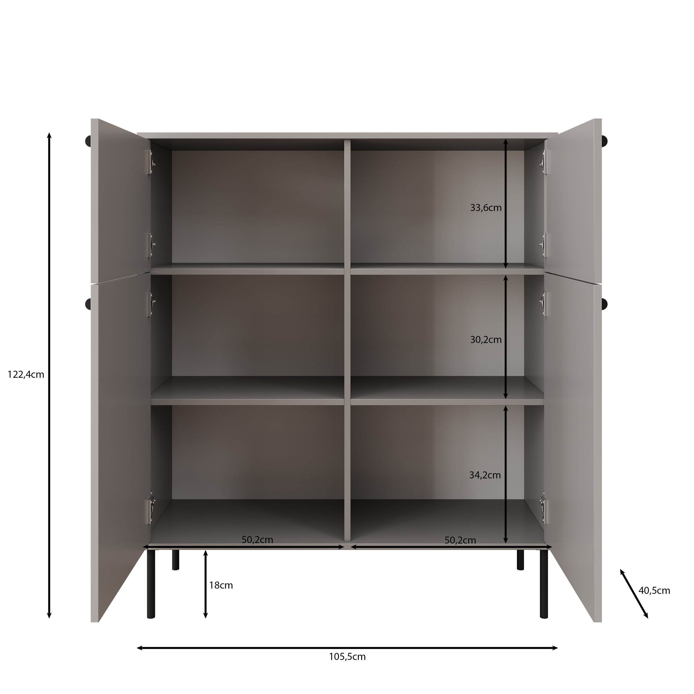 Ilux 2 - Dressoir - Grijs - 105x41x122 cm