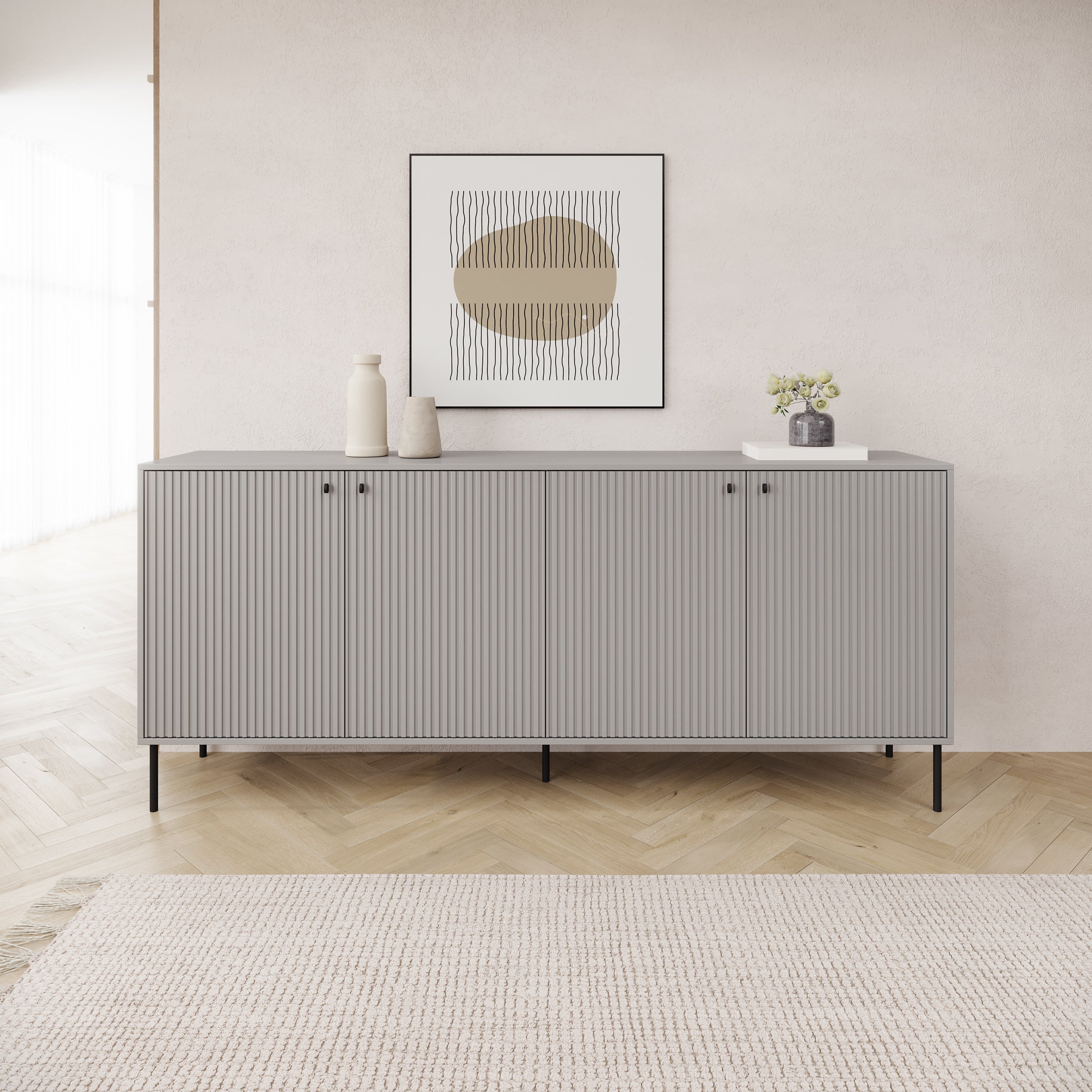 Ilux - Dressoir - Grijs - 207x41x89 cm