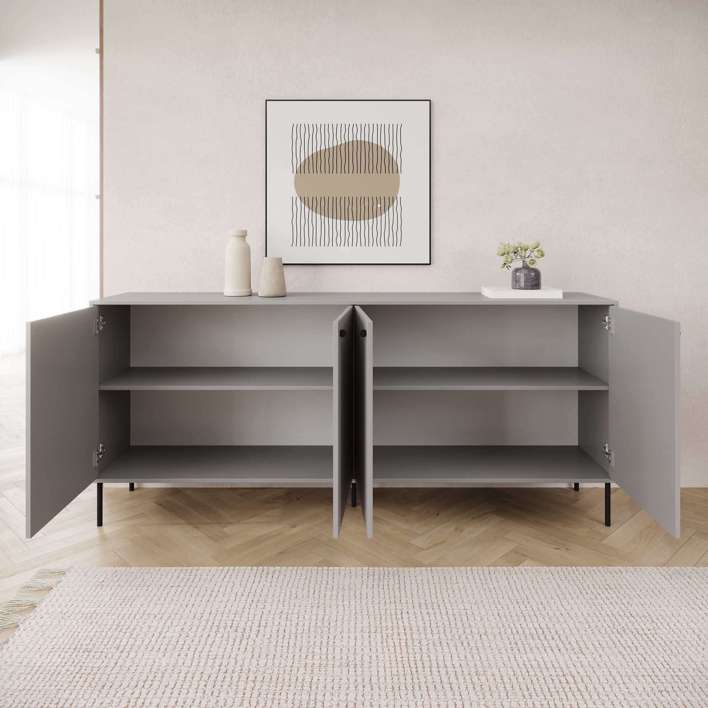 Ilux - Dressoir - Grijs - 207x41x89 cm