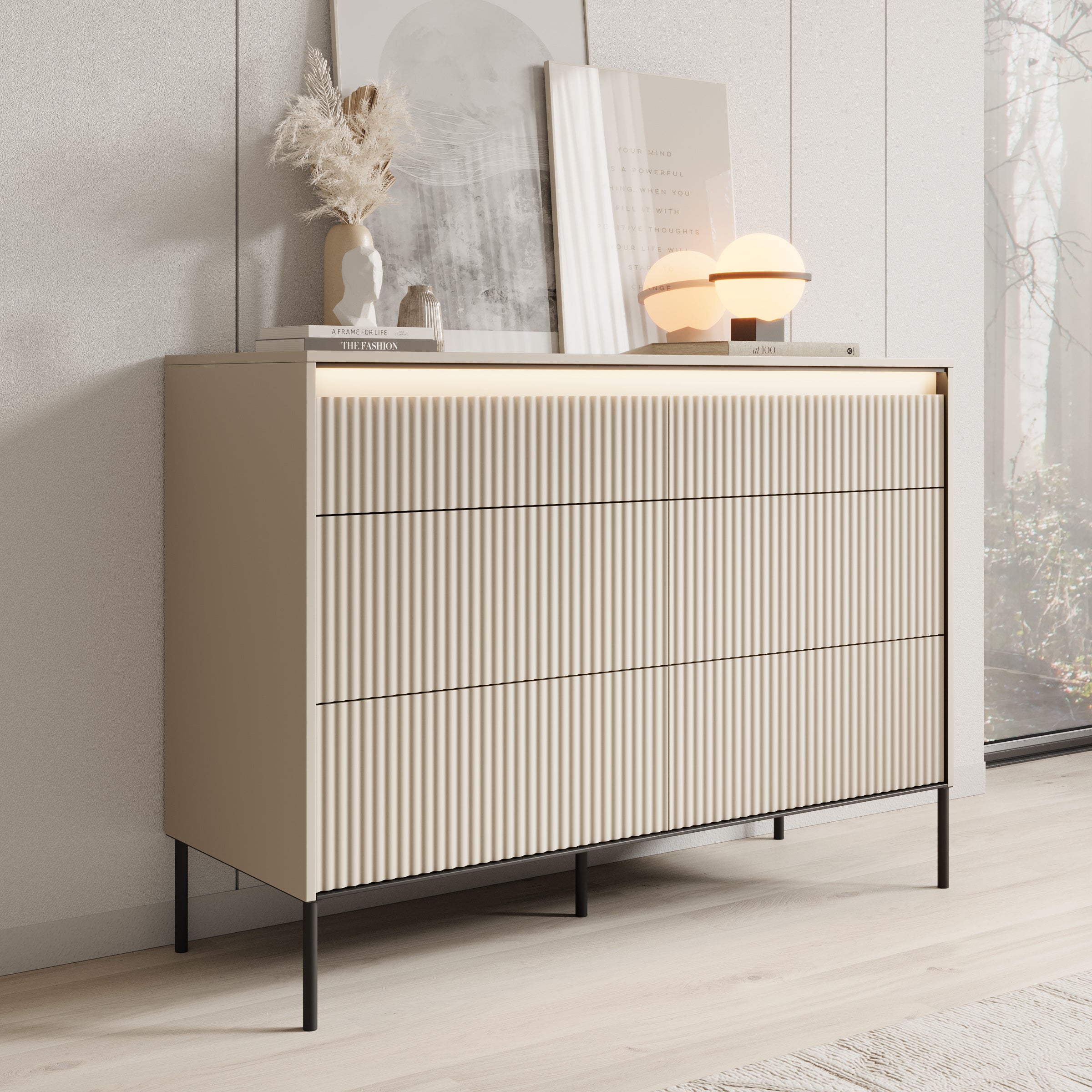 Timoteo - Ladekast - Beige - 130x47x94 cm