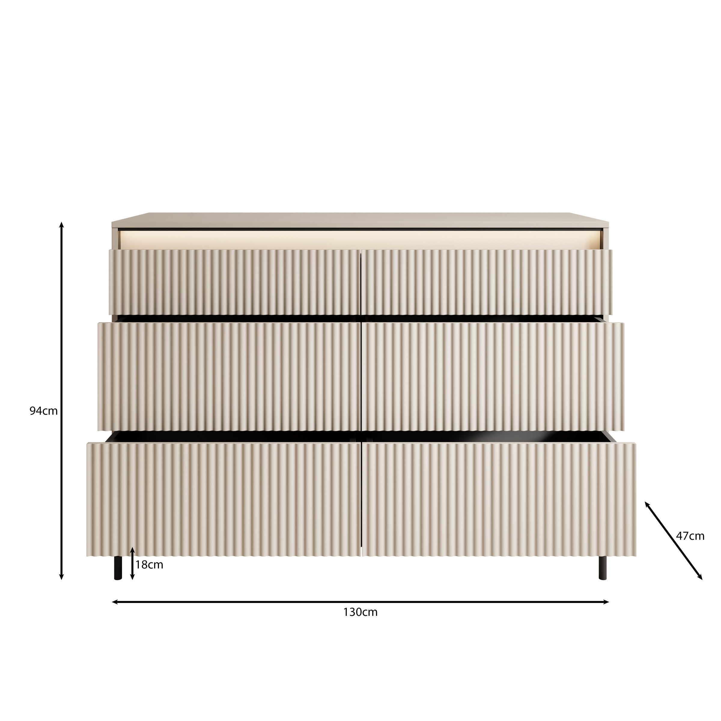 Timoteo - Ladekast - Beige - 130x47x94 cm