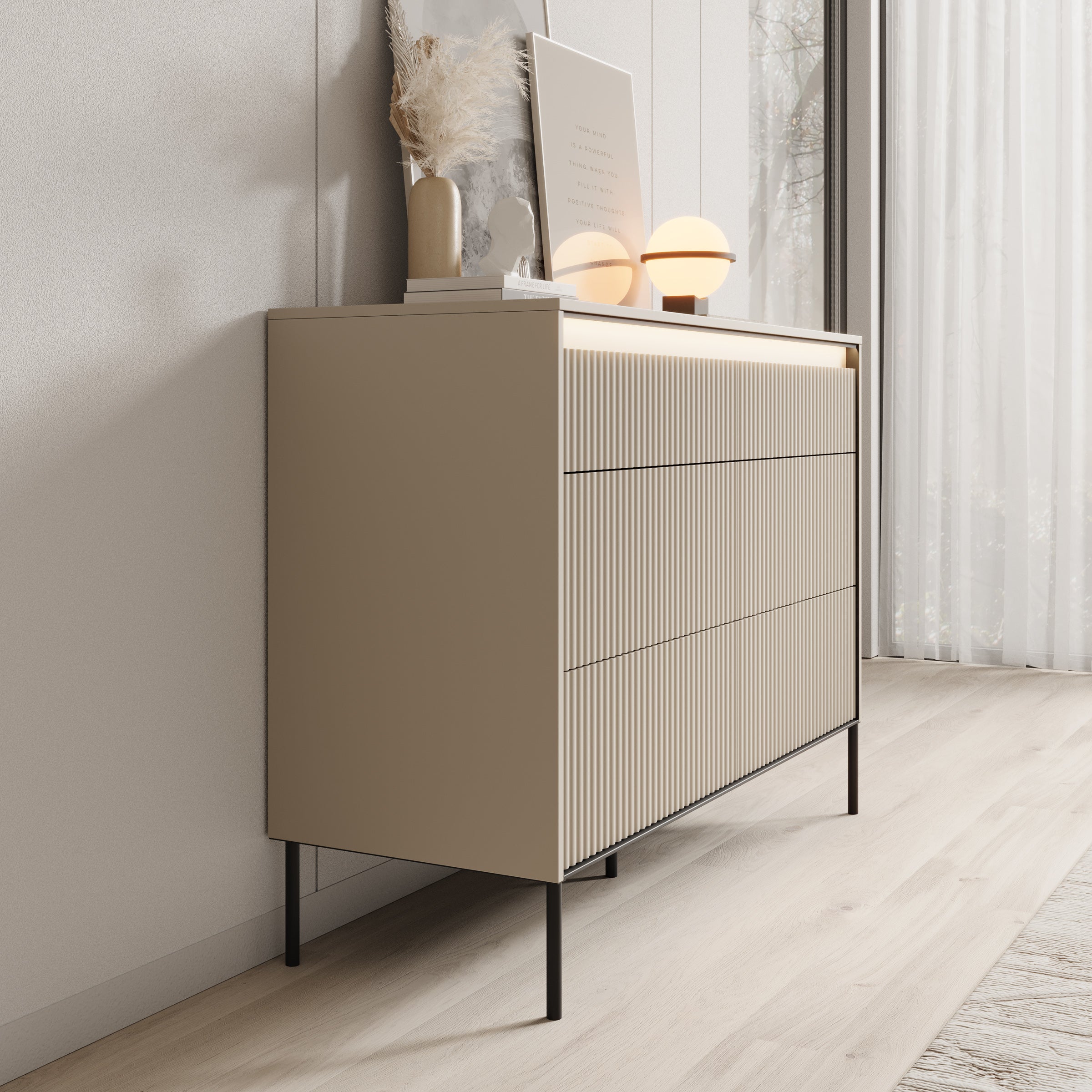 Timoteo - Ladekast - Beige - 130x47x94 cm