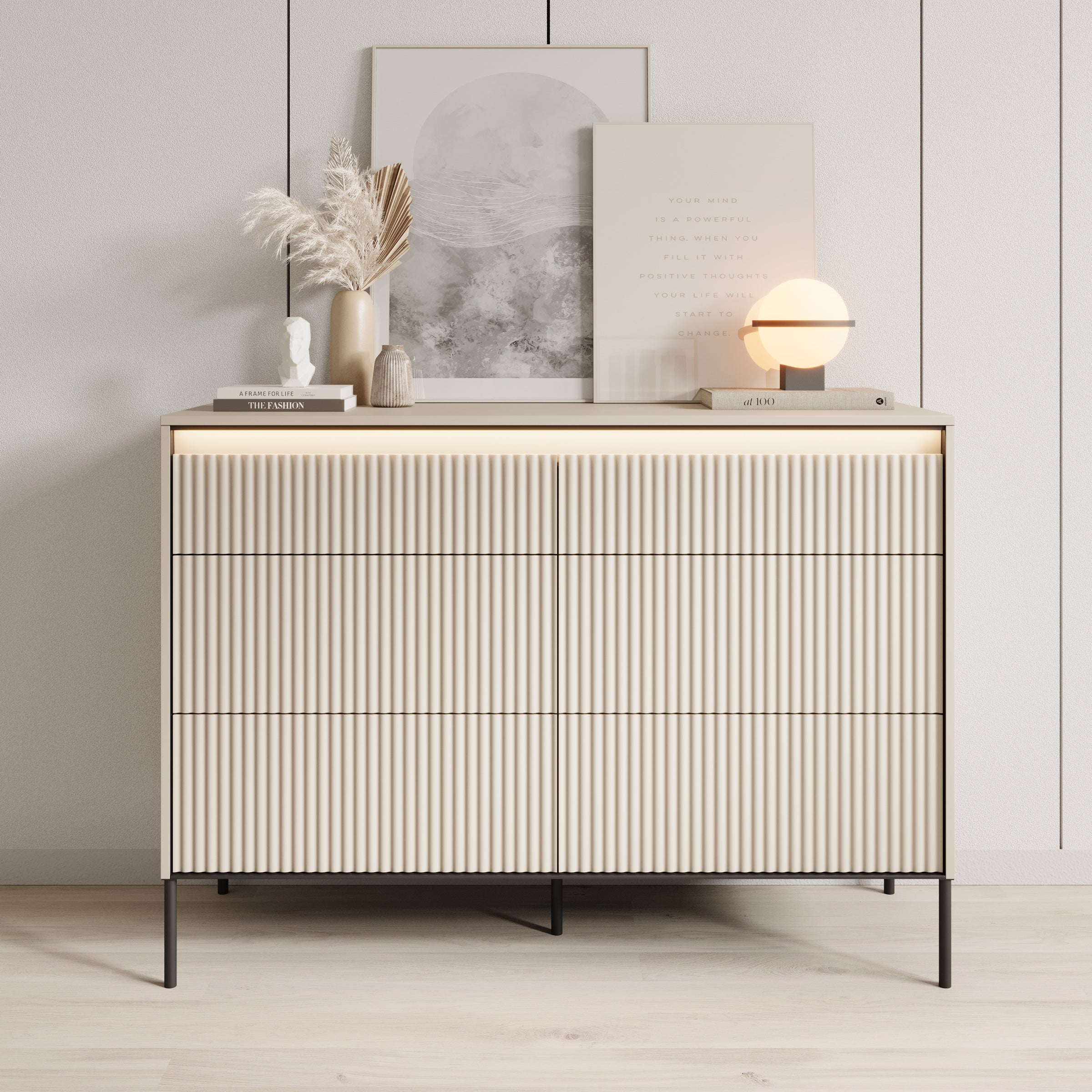 Timoteo - Ladekast - Beige - 130x47x94 cm