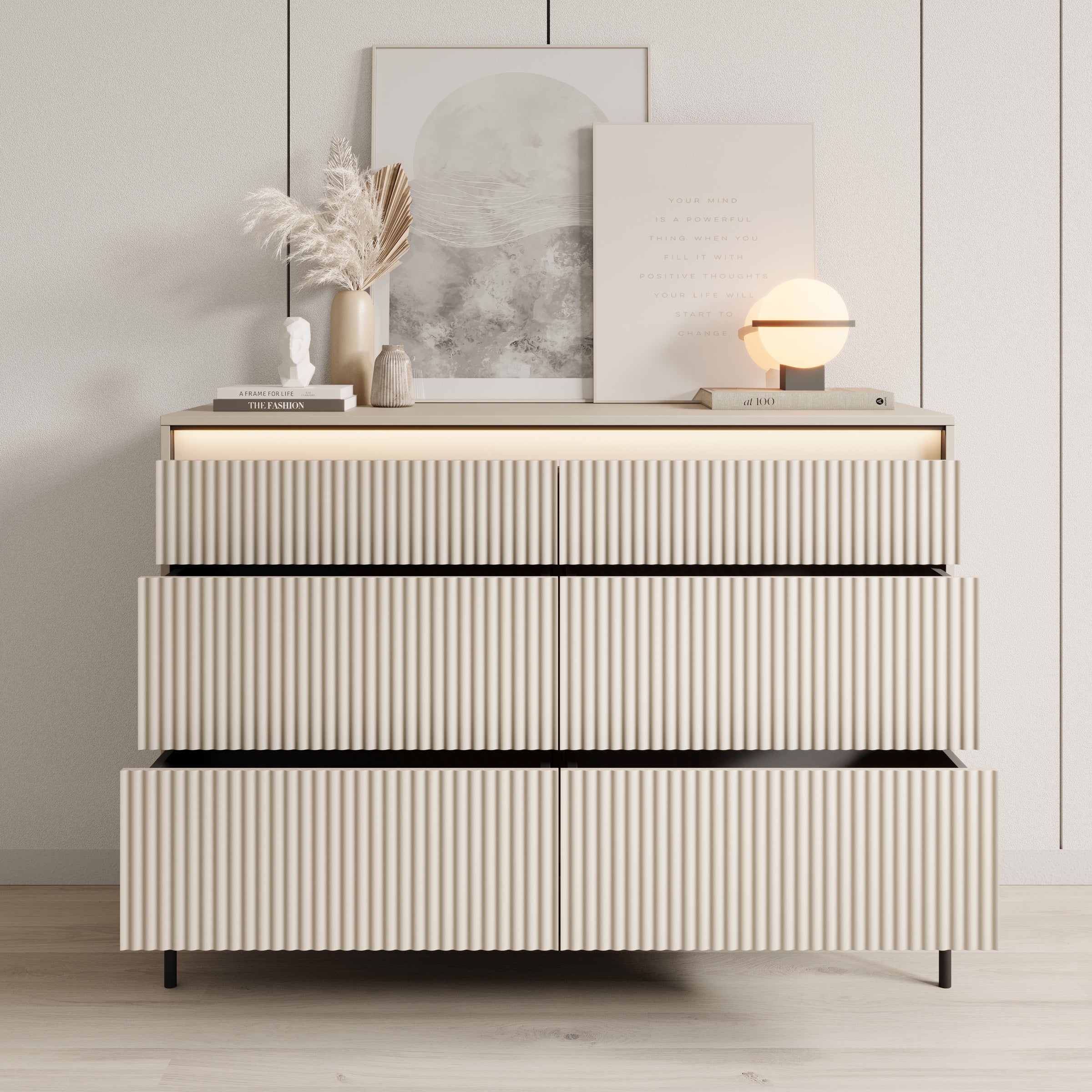 Timoteo - Ladekast - Beige - 130x47x94 cm