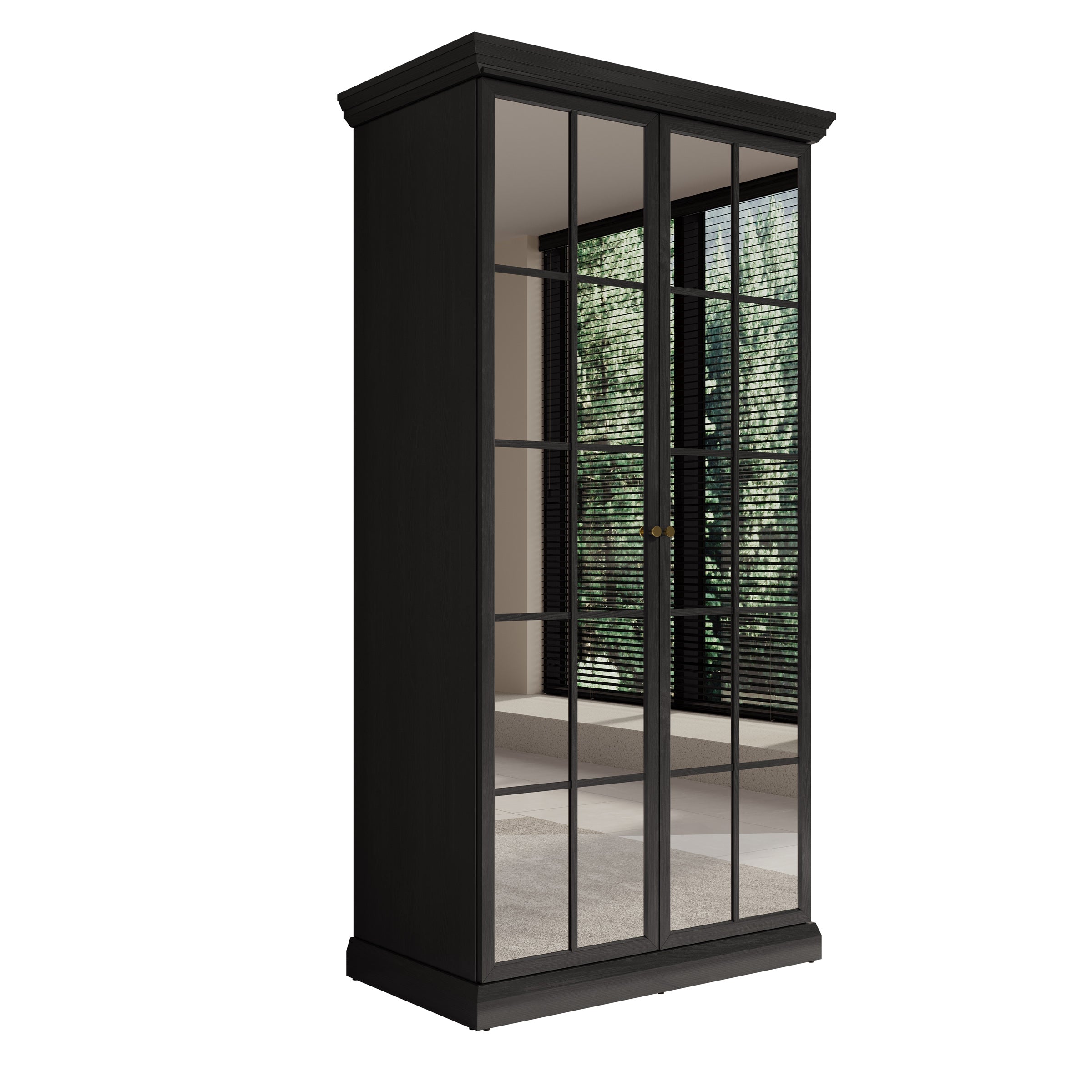 Leroy - Kledingkast 2-deurs - Zwart/eiken - 102x56x199 cm