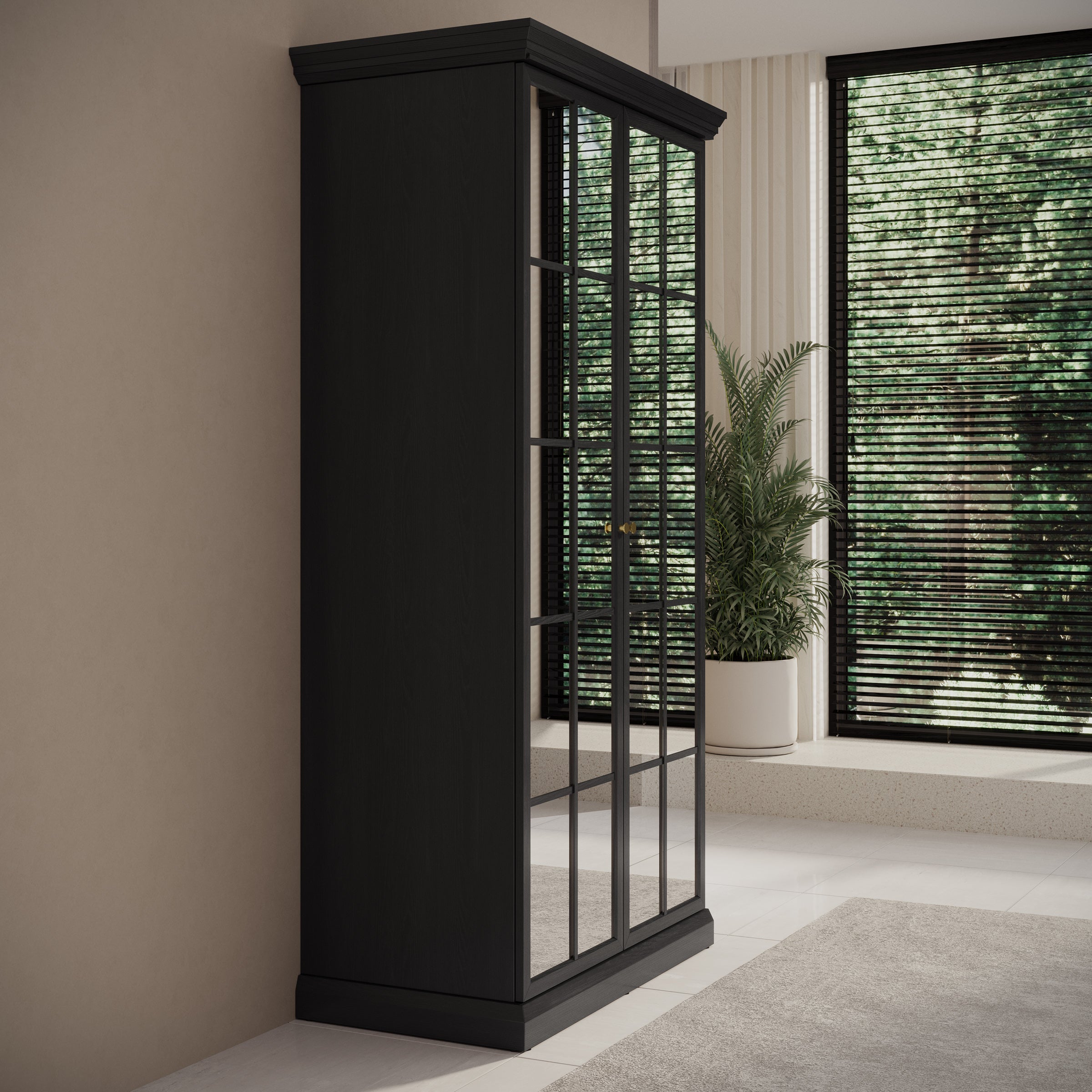 Leroy - Kledingkast 2-deurs - Zwart/eiken - 102x56x199 cm