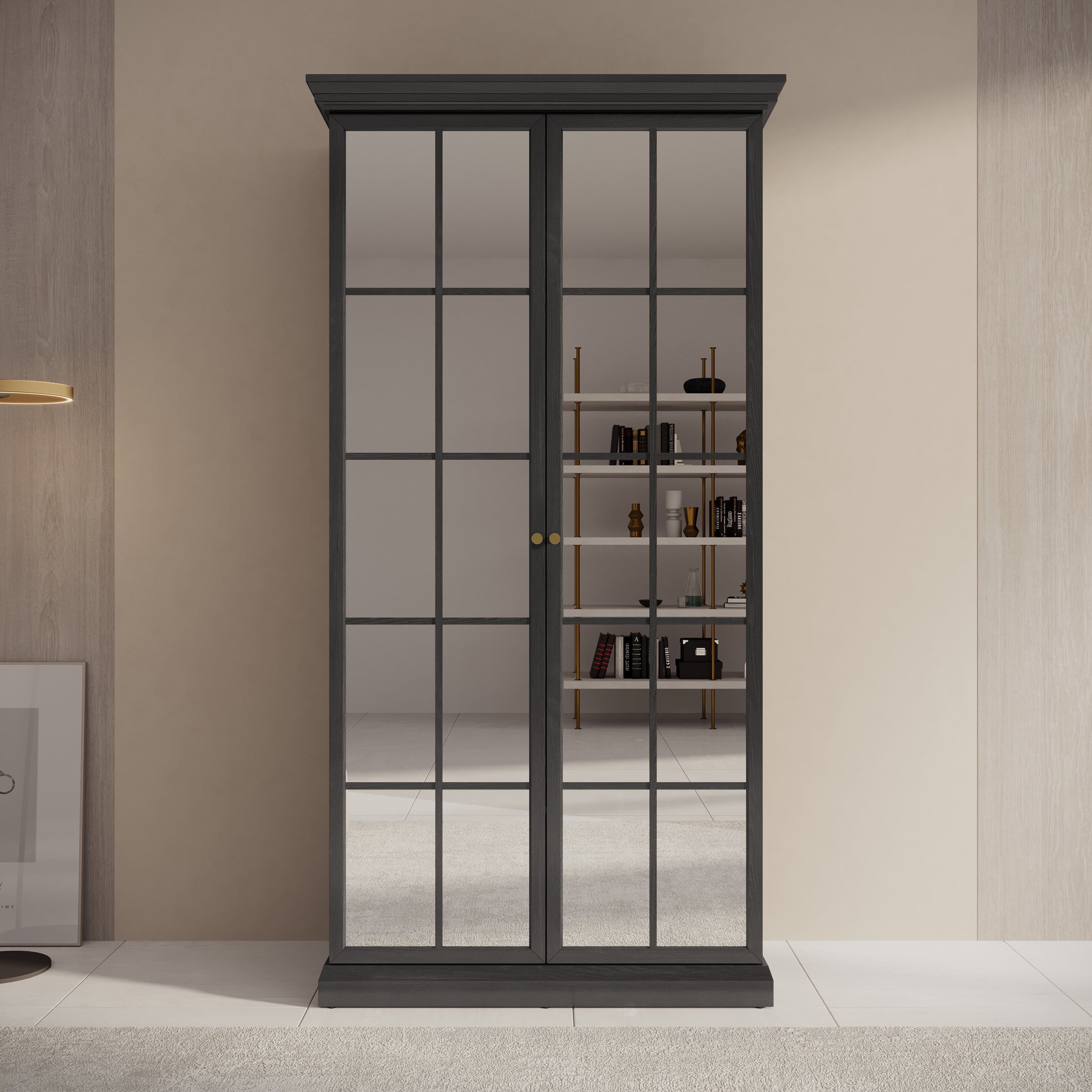 Leroy - Kledingkast 2-deurs - Zwart/eiken - 102x56x199 cm