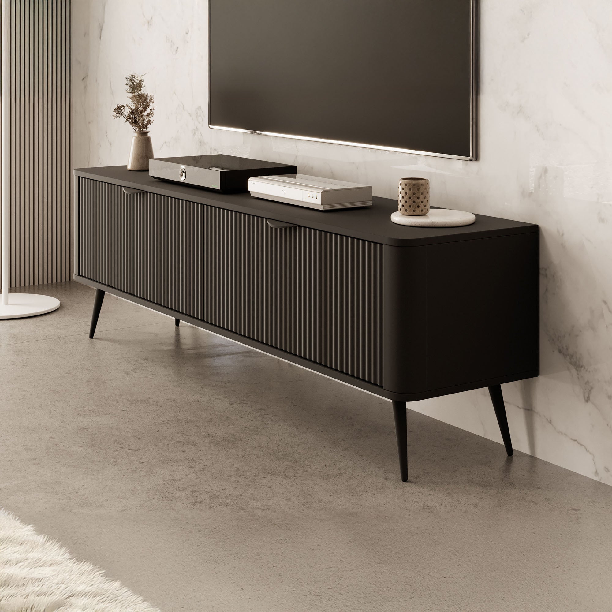 Lima - TV-Meubel - Zwart - 163x38x51 cm