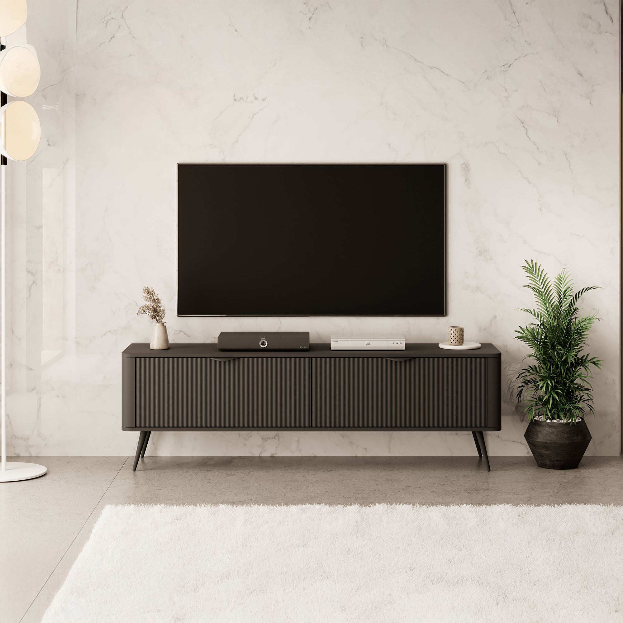 Lima - TV-Meubel - Zwart - 163x38x51 cm