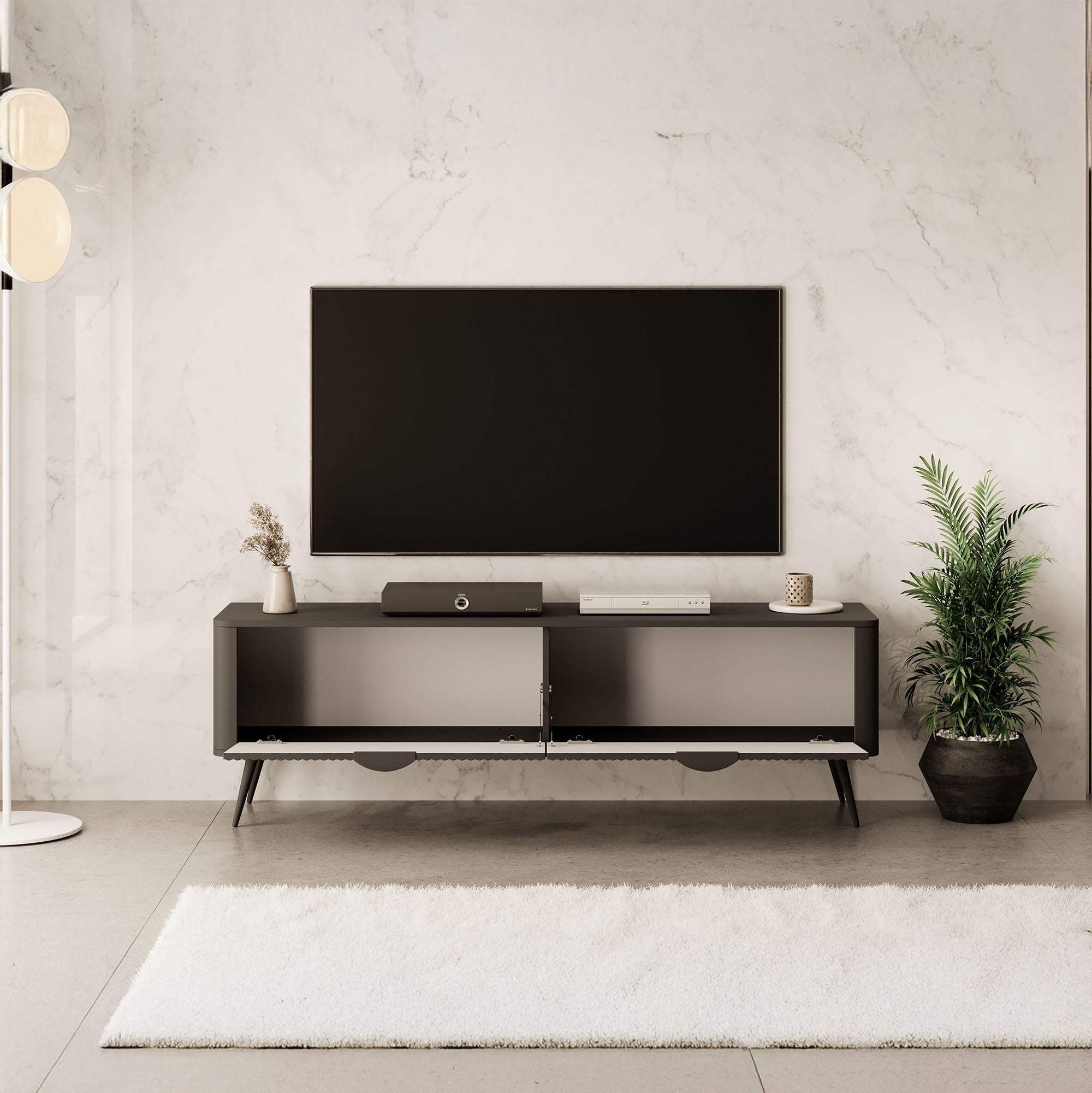 Lima - TV-Meubel - Zwart - 163x38x51 cm
