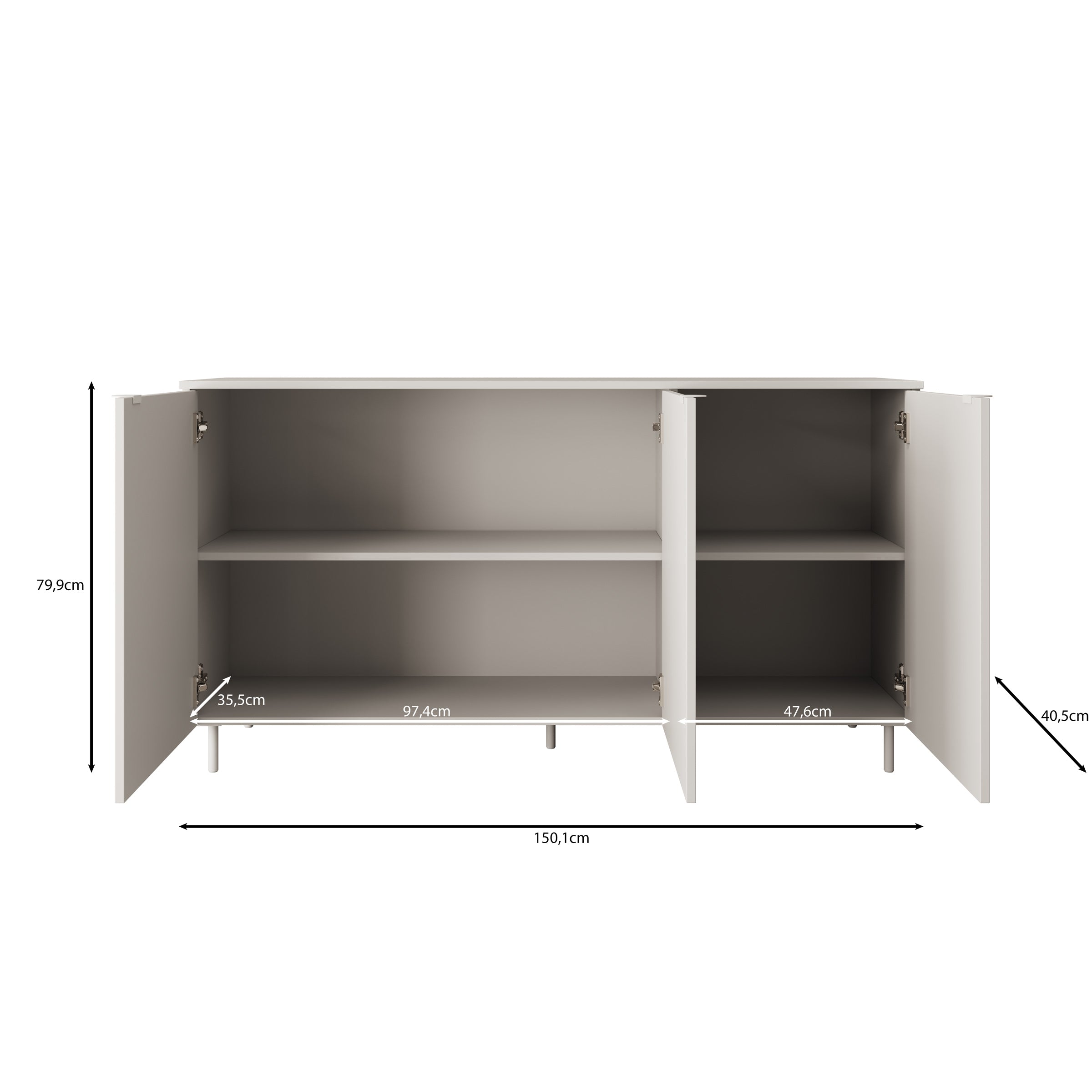 Malvare - Dressoir - Wit - 150x41x80 cm