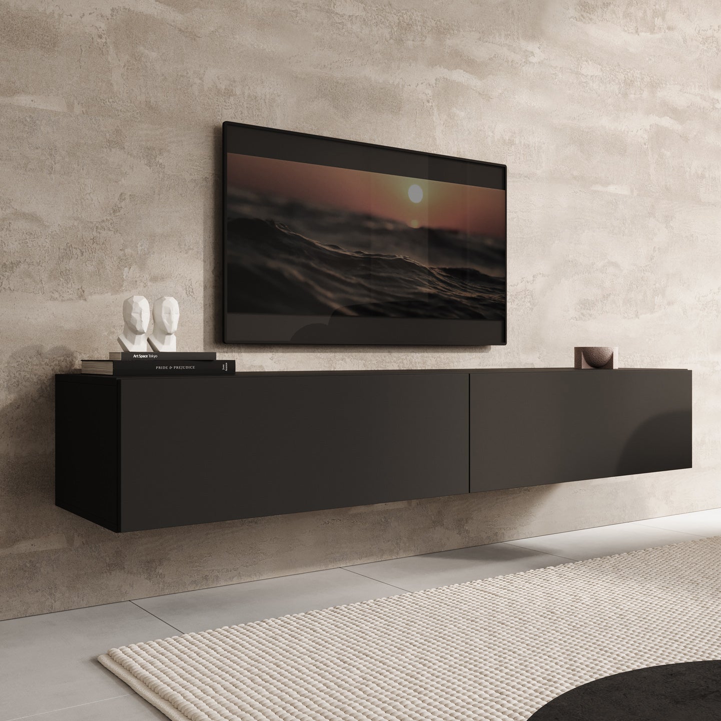 PIASKI TV-kast Lowboard D 140/180 cm, TV-meubel, zwevend, Kleur: Wotan PIASKI TV-kast Lowboard D 140/180 cm, TV-meubel, zwevend, Kleur: Wotan