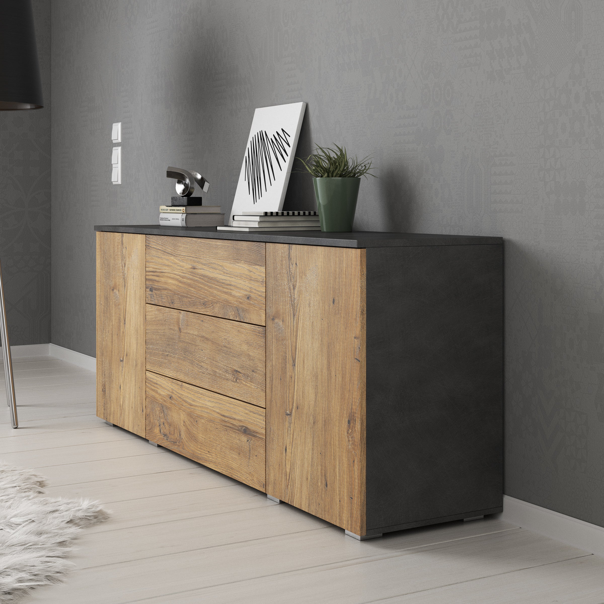 Pure - Dressoir - Eiken/Grijs - 150x39x68 cm