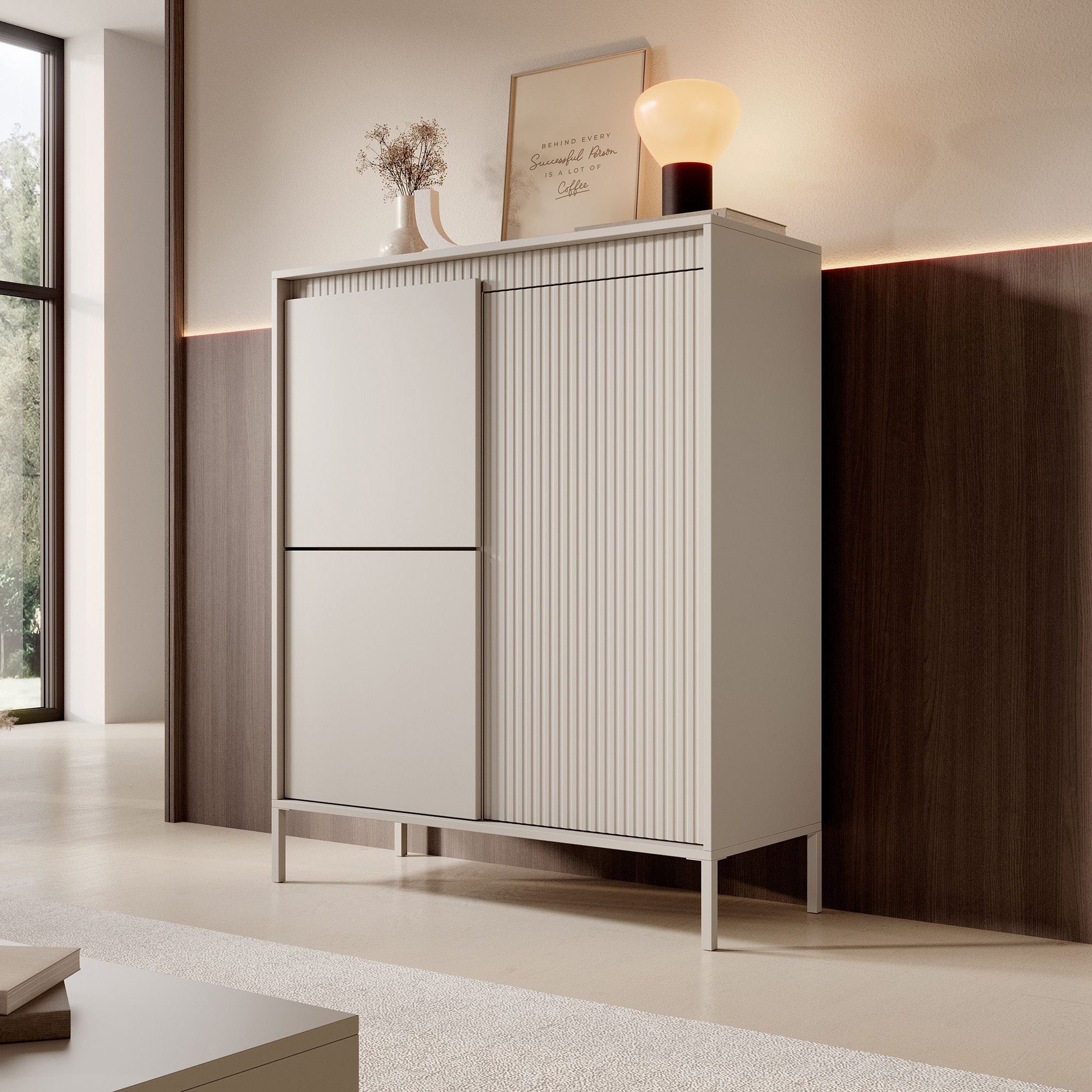 dressoir beige MEUBELLA Dressoir Cainan - Beige kast met 4 lades & 4 deuren - 225 cm