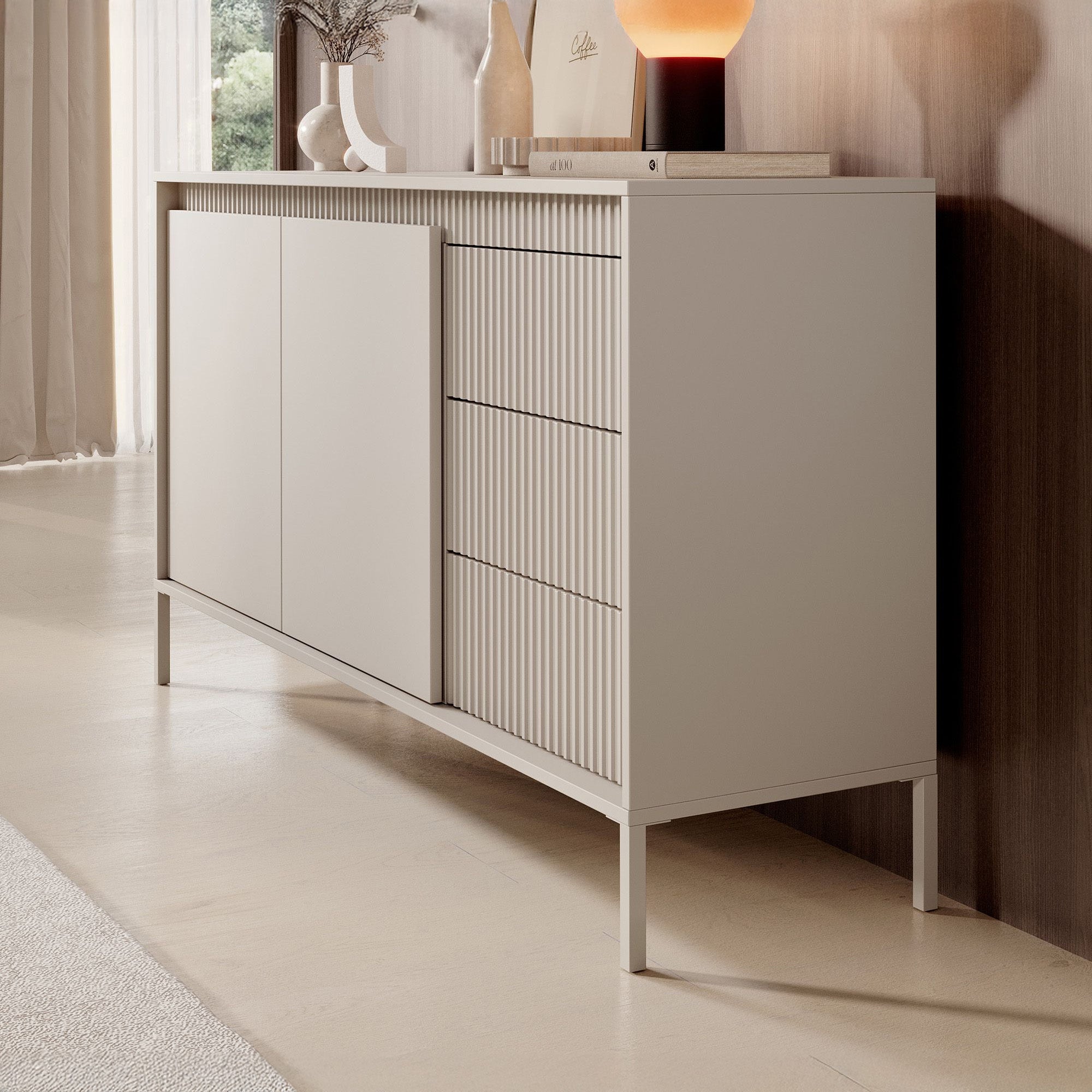 Saran - Dressoir - Beige - 154x40x81 cm
