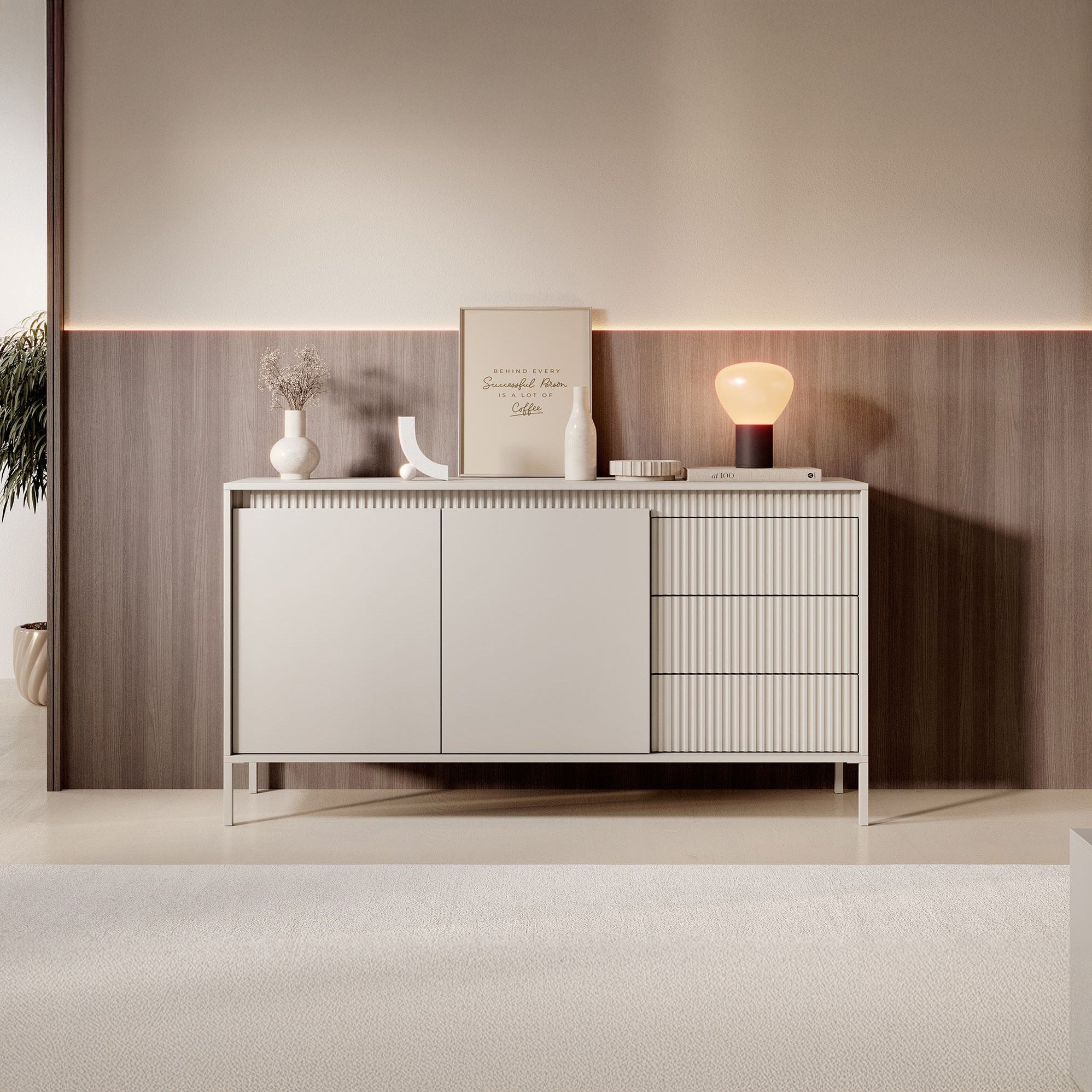 Saran - Dressoir - Beige - 154x40x81 cm
