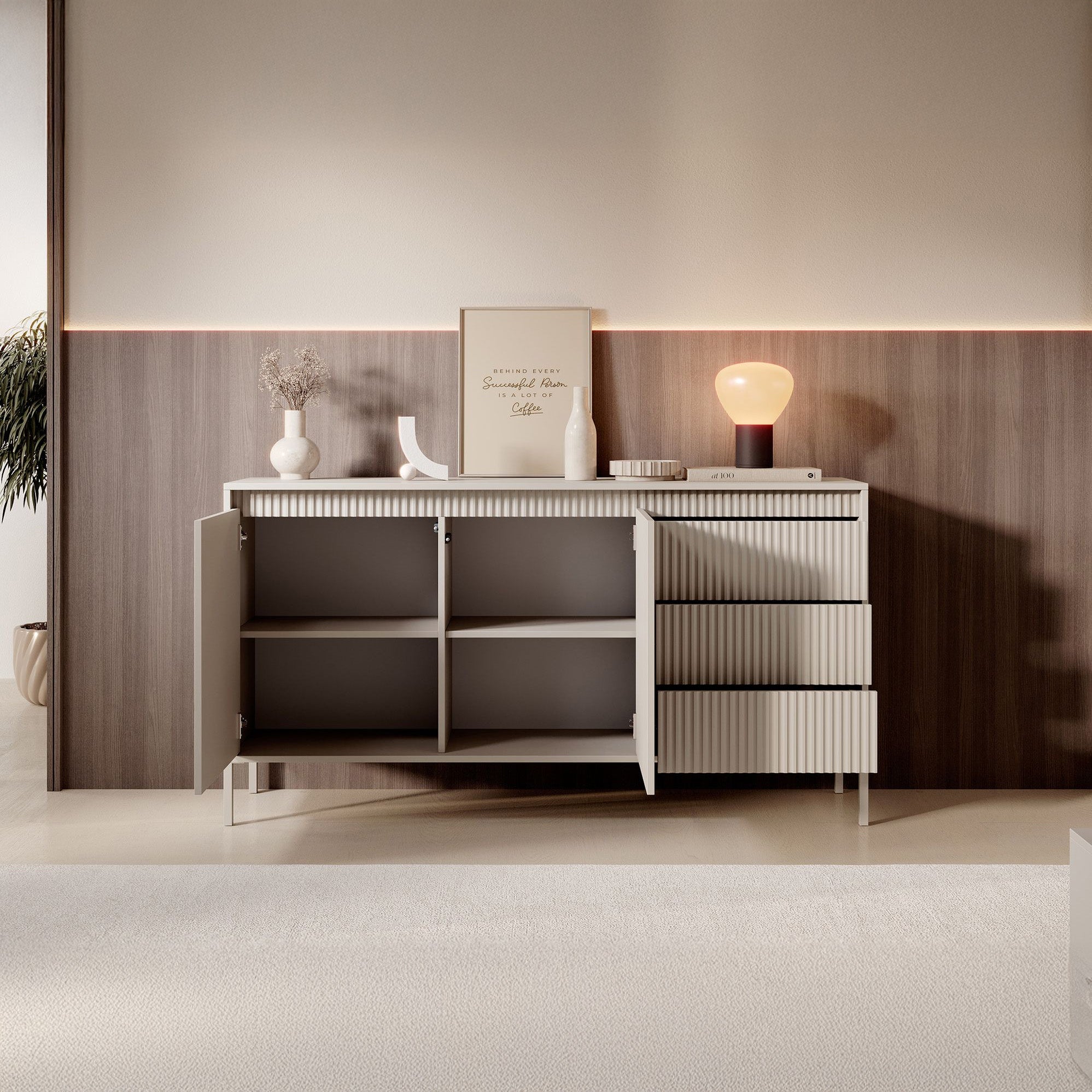 Saran - Dressoir - Beige - 154x40x81 cm