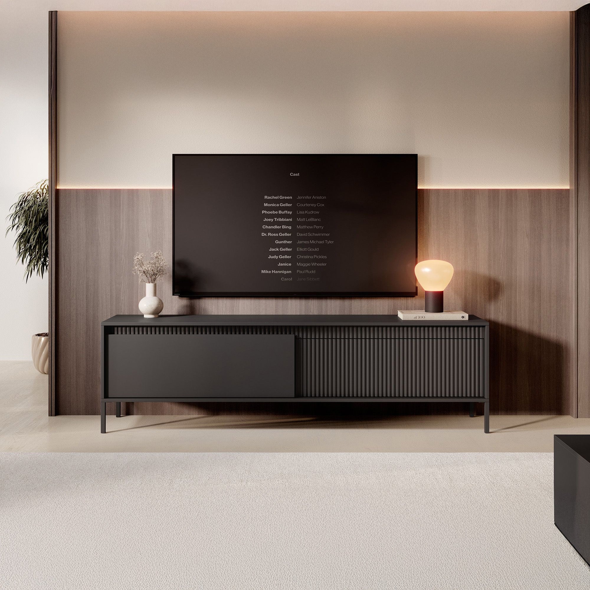 Saran - TV-Meubel - Mat zwart  - 187x40x53 cm
