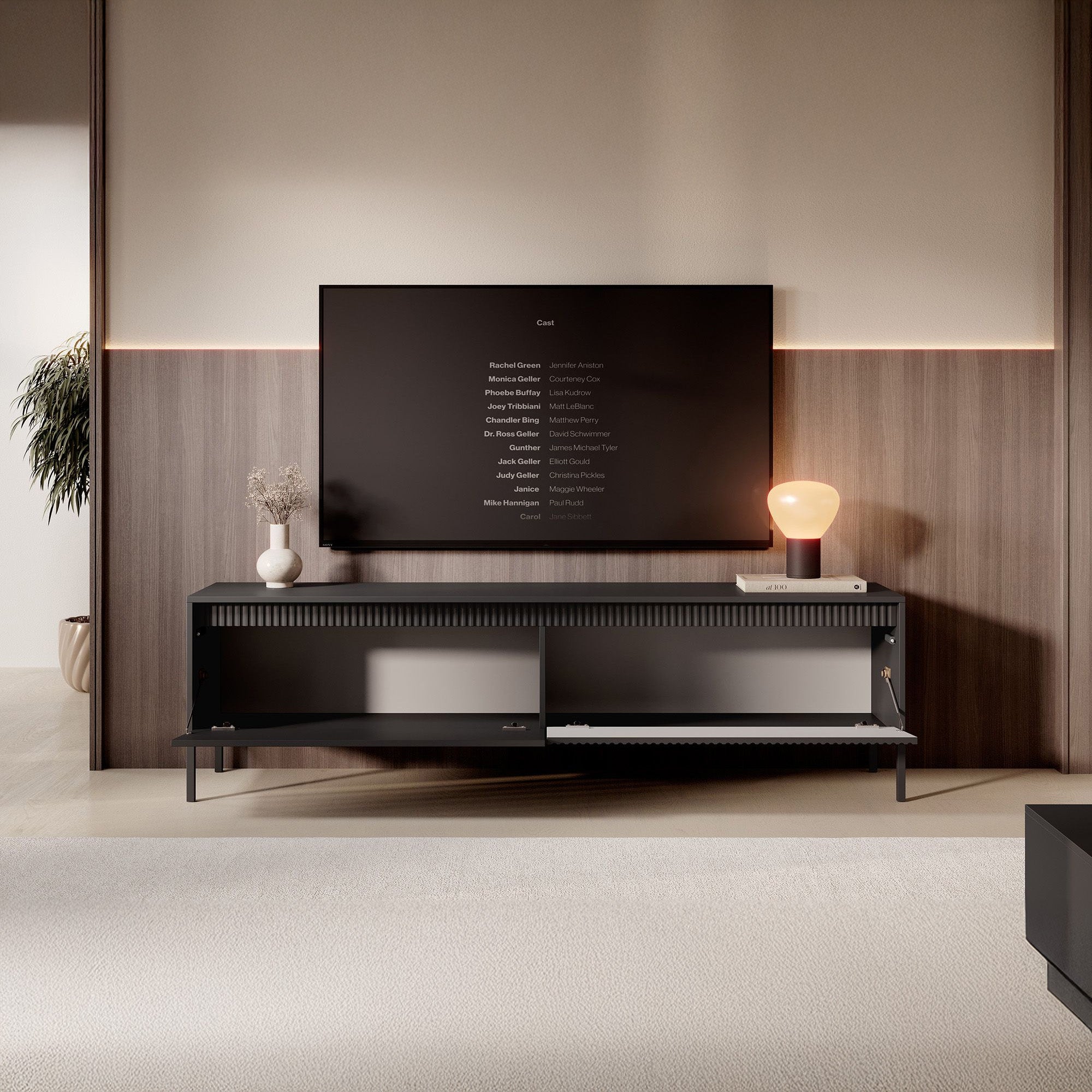 Saran - TV-Meubel - Mat zwart  - 187x40x53 cm