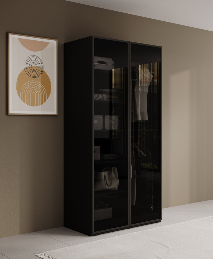 Shelton - Kledingkast 2-deurs van glas - Zwart