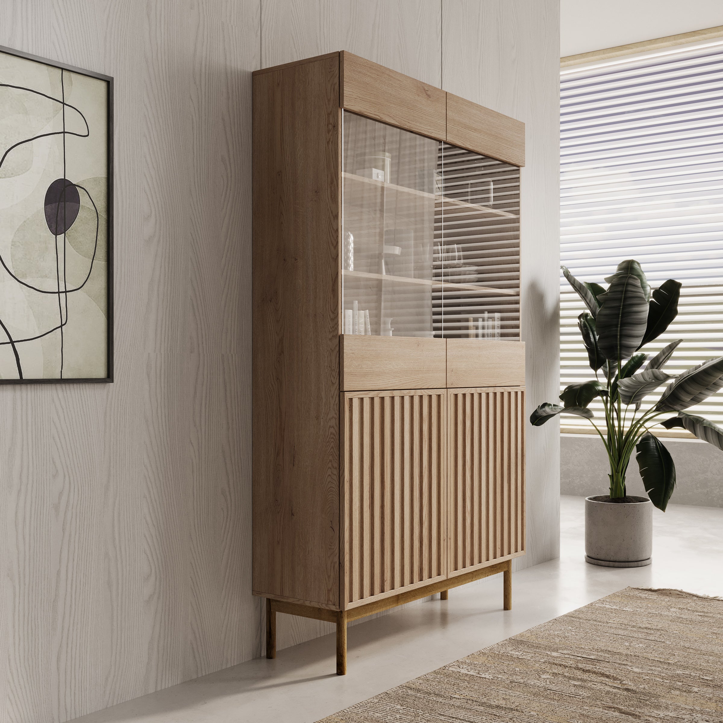 Storm - Vitrinekast - Eiken - 106x37x183 cm