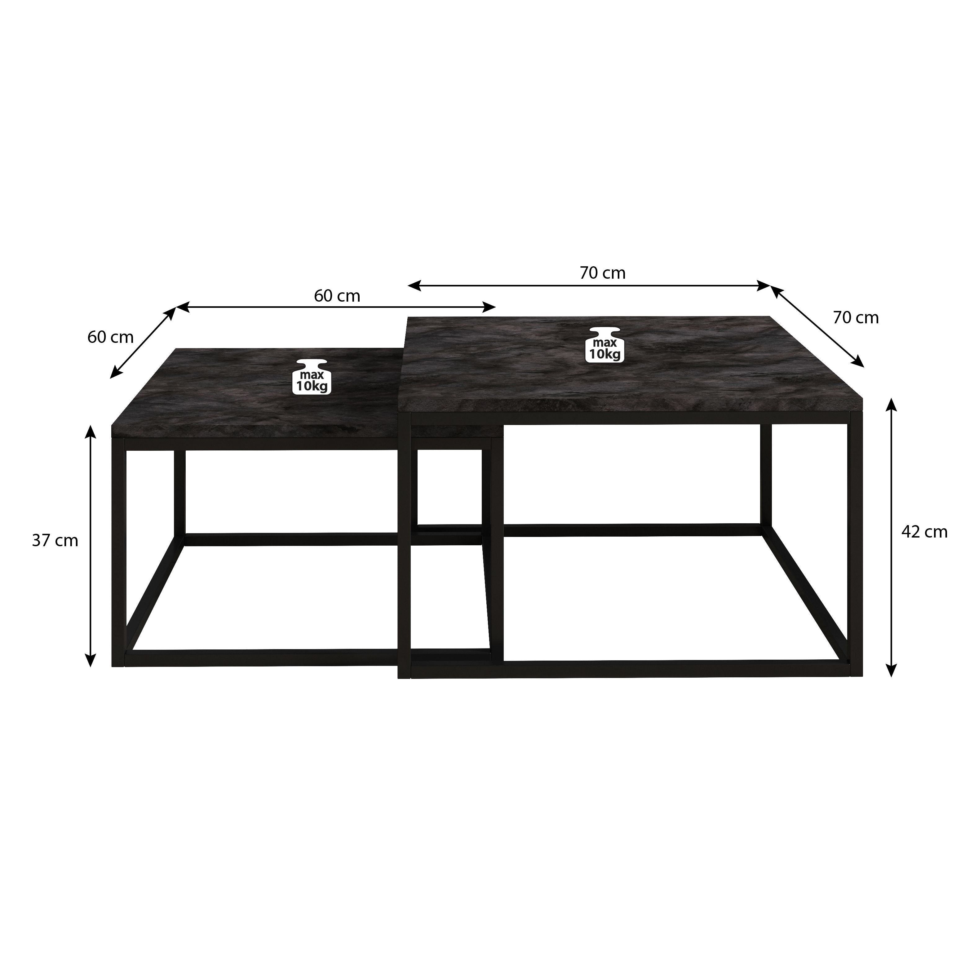 Styler - Salontafel set van 2 - Betonlook/eiken