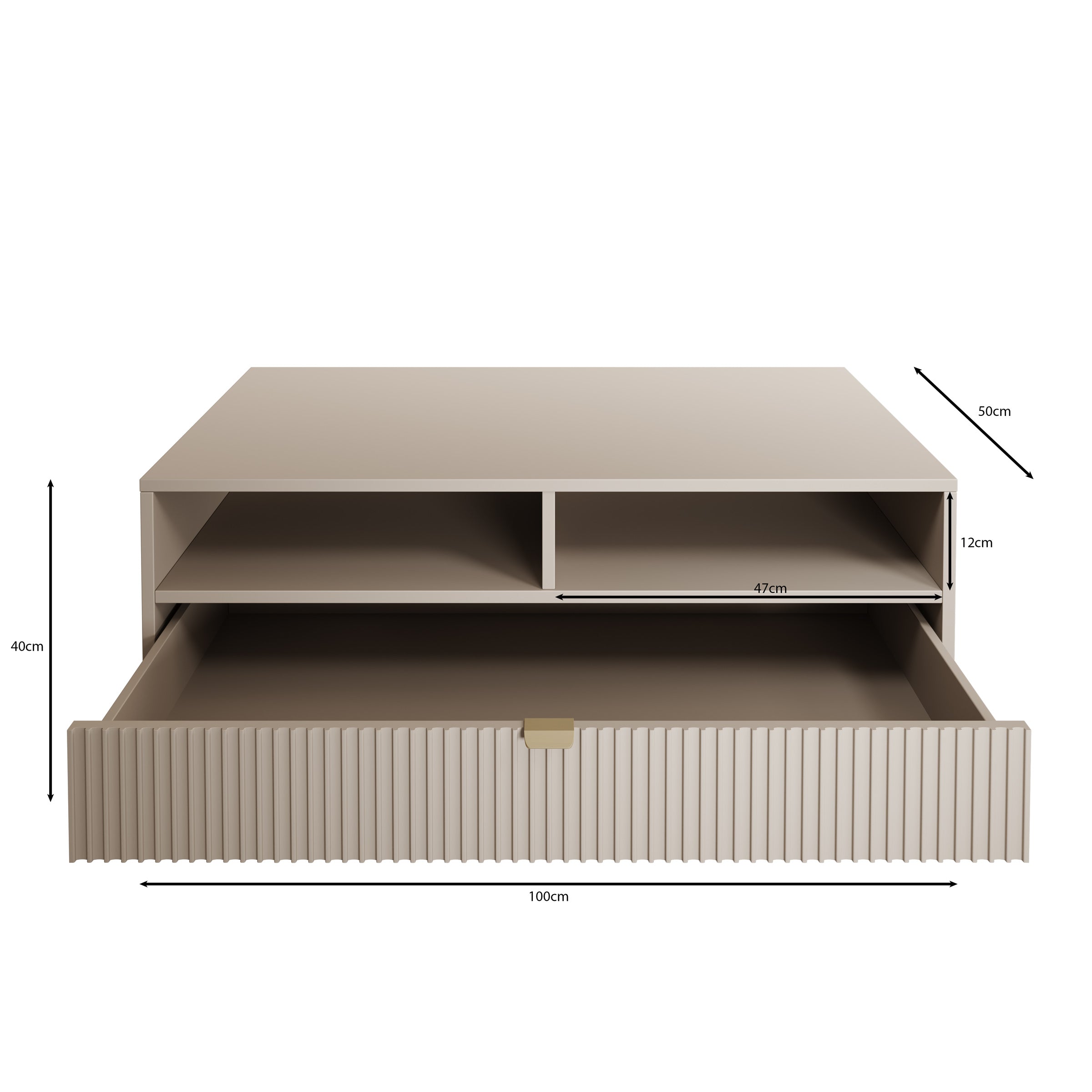 Tavares - Salontafel met lade - Beige - 100x50x40 cm