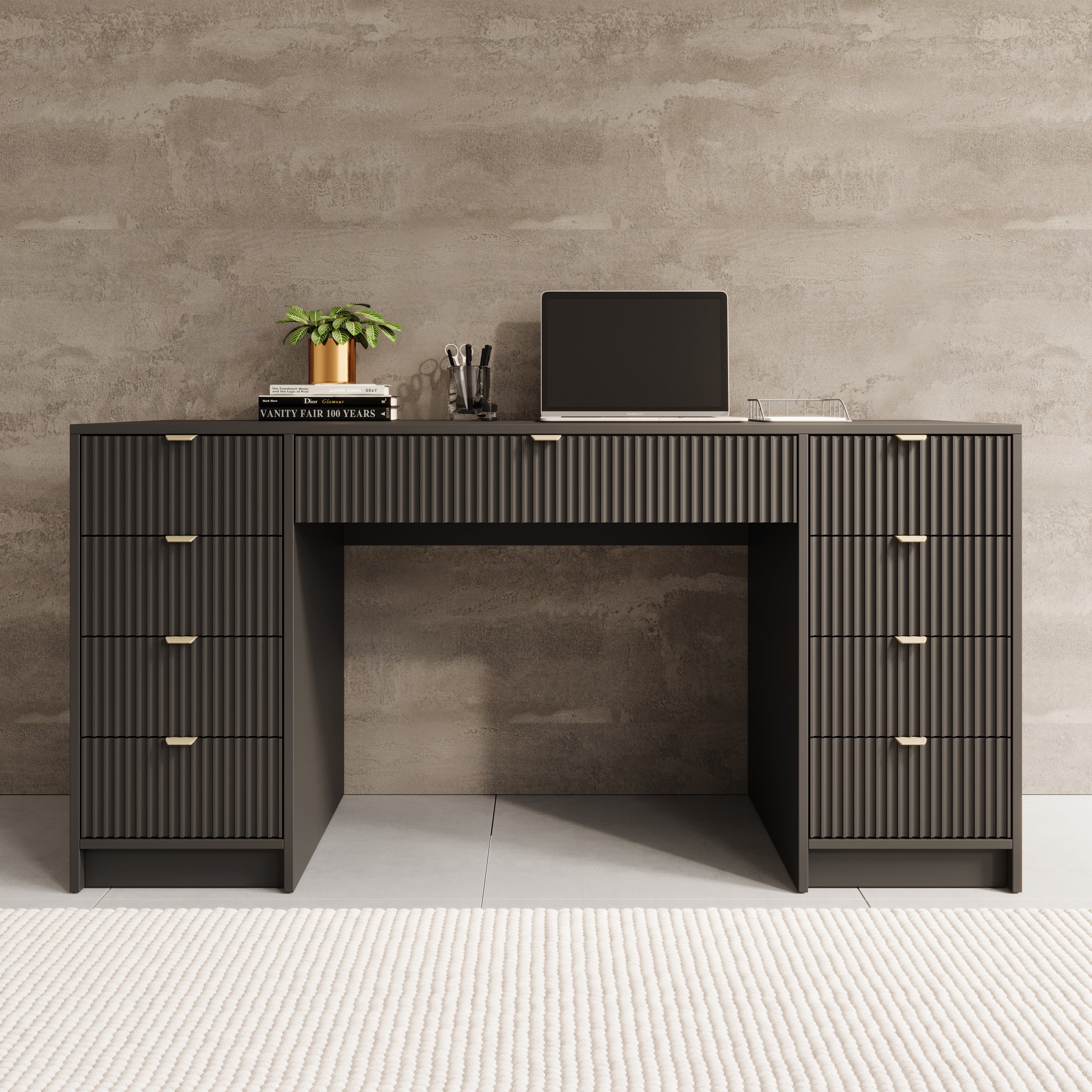 Tavares 2 - Bureau - Zwart - 154x55 cm