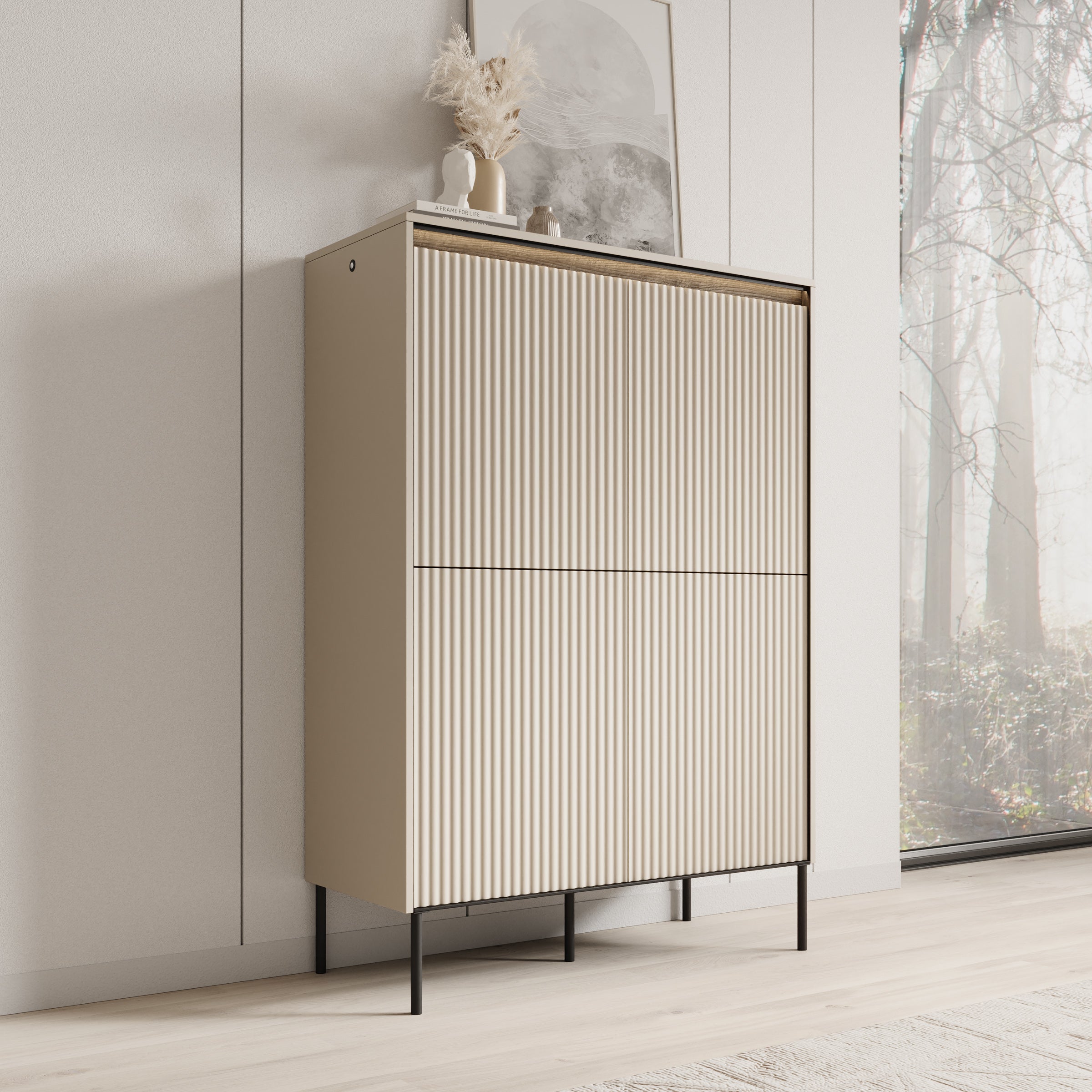 dressoir kast modern Dressoir melamine lichtbruin 160cm Cassie AQ-Living.com