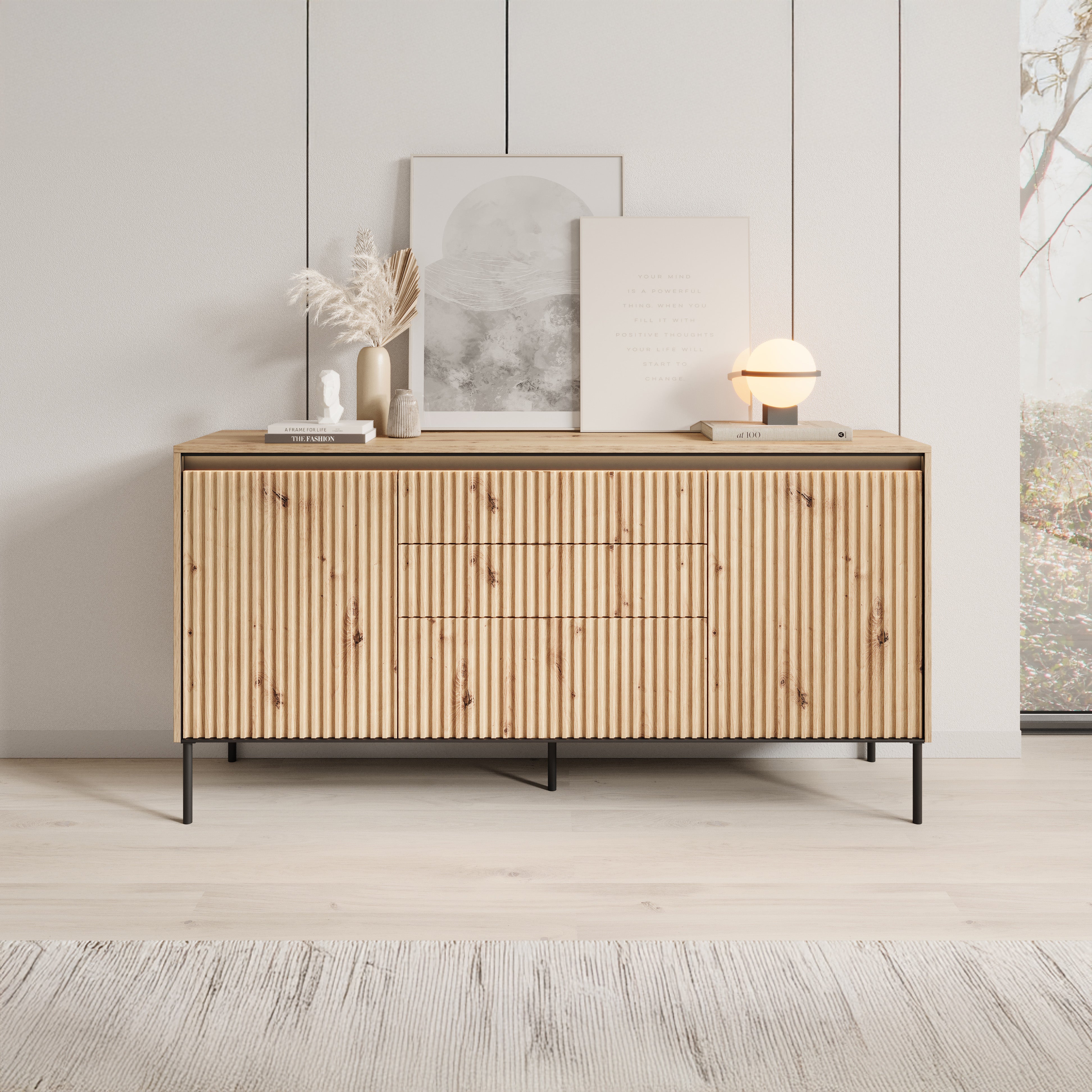 Timoteo - Dressoir - Eiken - 166x40x83 cm